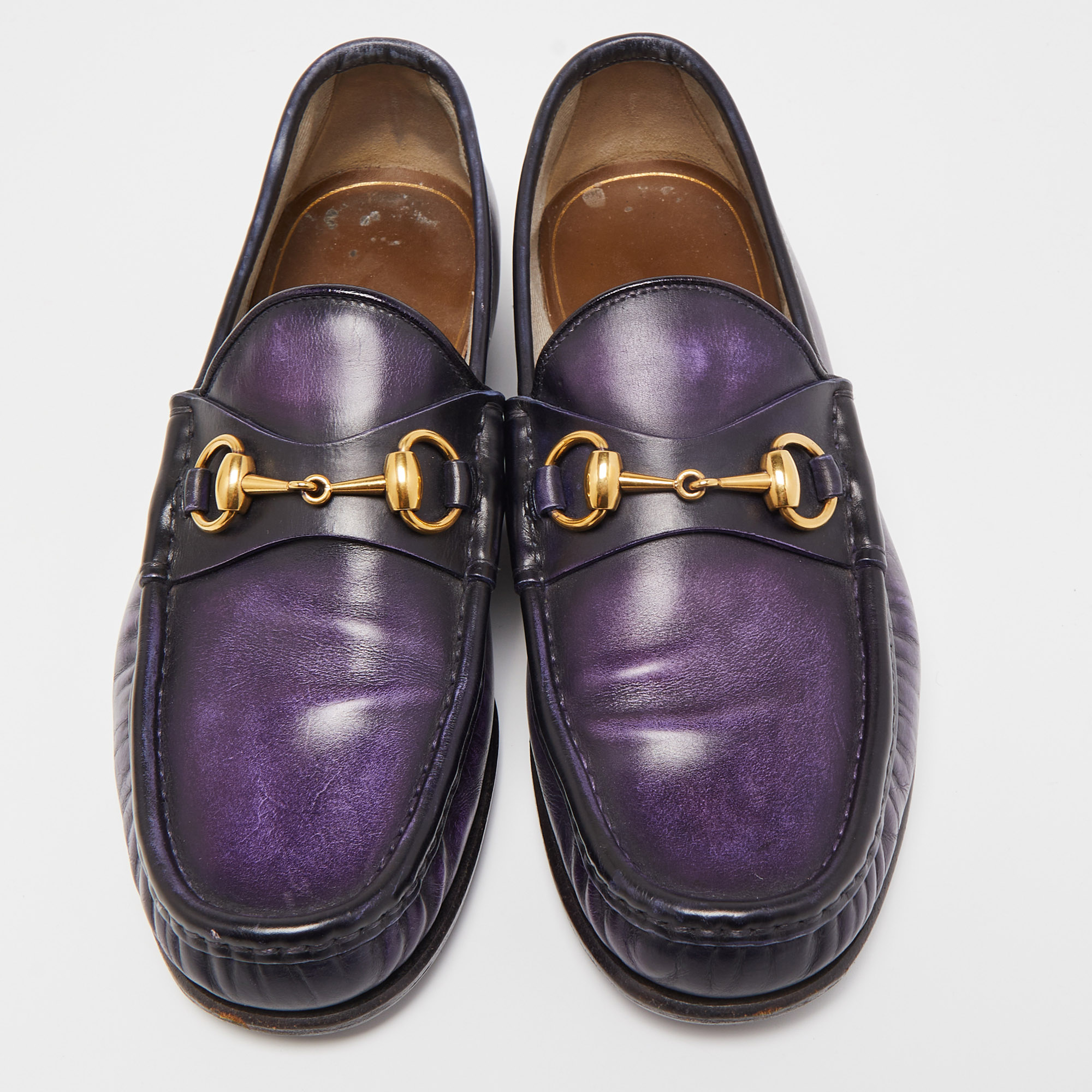 Gucci Purple Leather Horsebit Loafers Size 40