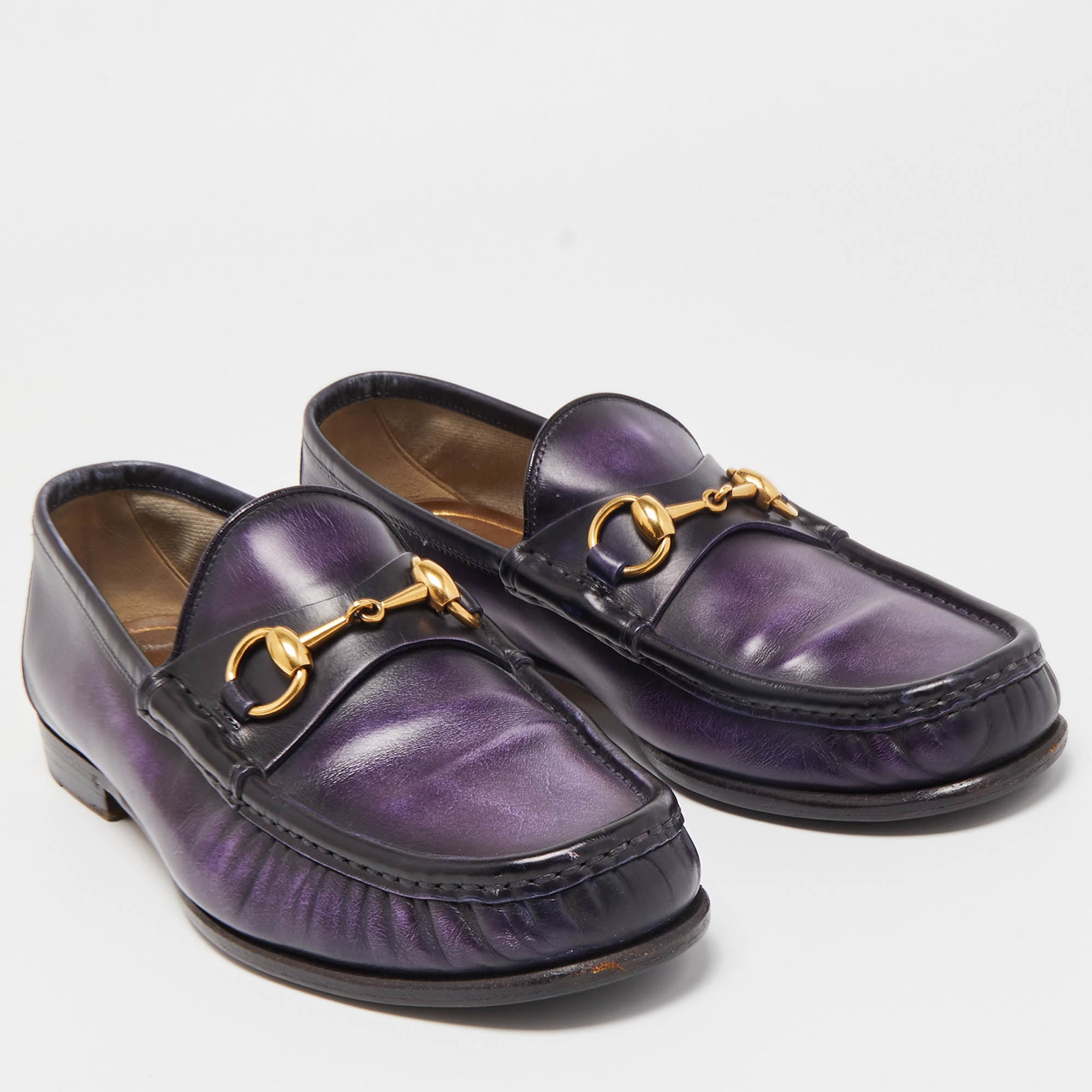 Gucci Purple Leather Horsebit Loafers Size 40