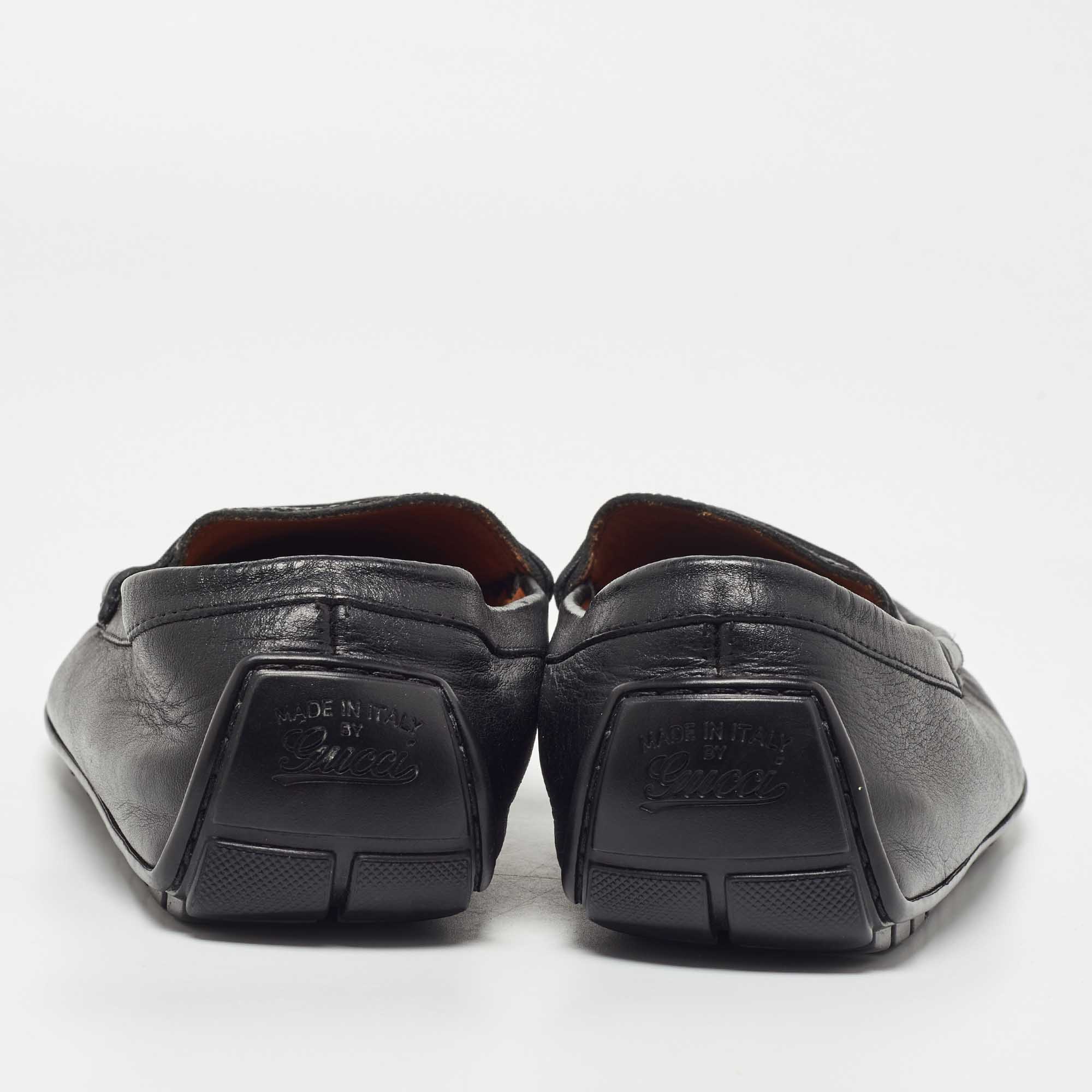 Gucci Black Microguccissima Leather Slip On Loafers Size 40.5