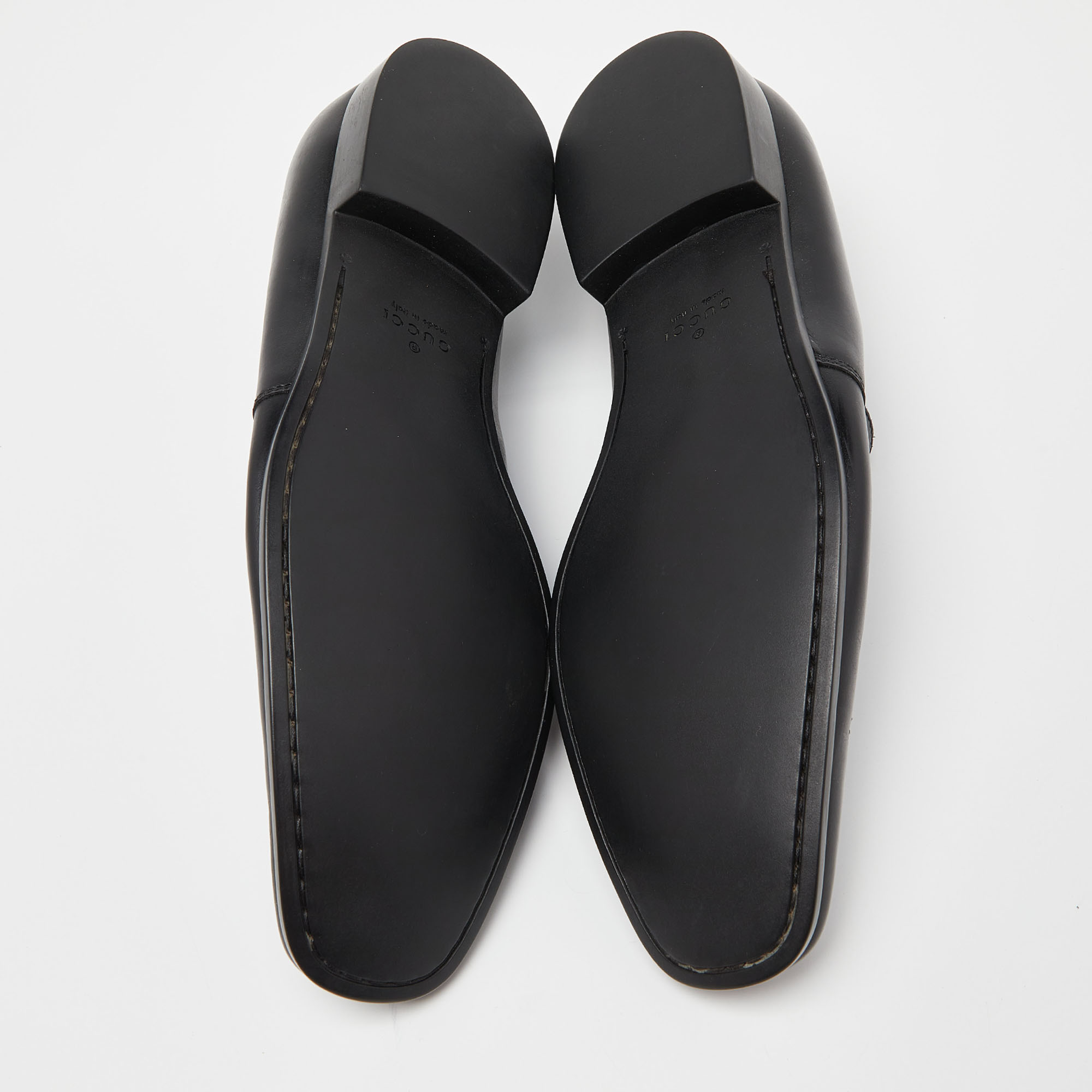 Gucci Black Guccissima Leather Loafers Size 45