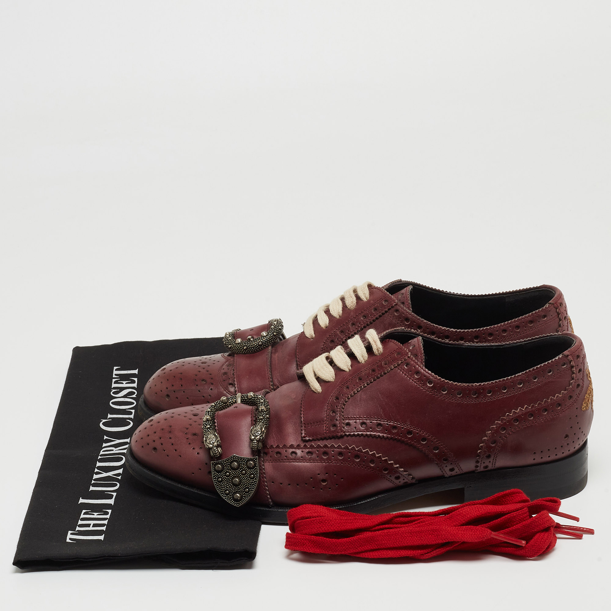 Gucci Purple Leather Queercore Brogue Derby Size 41