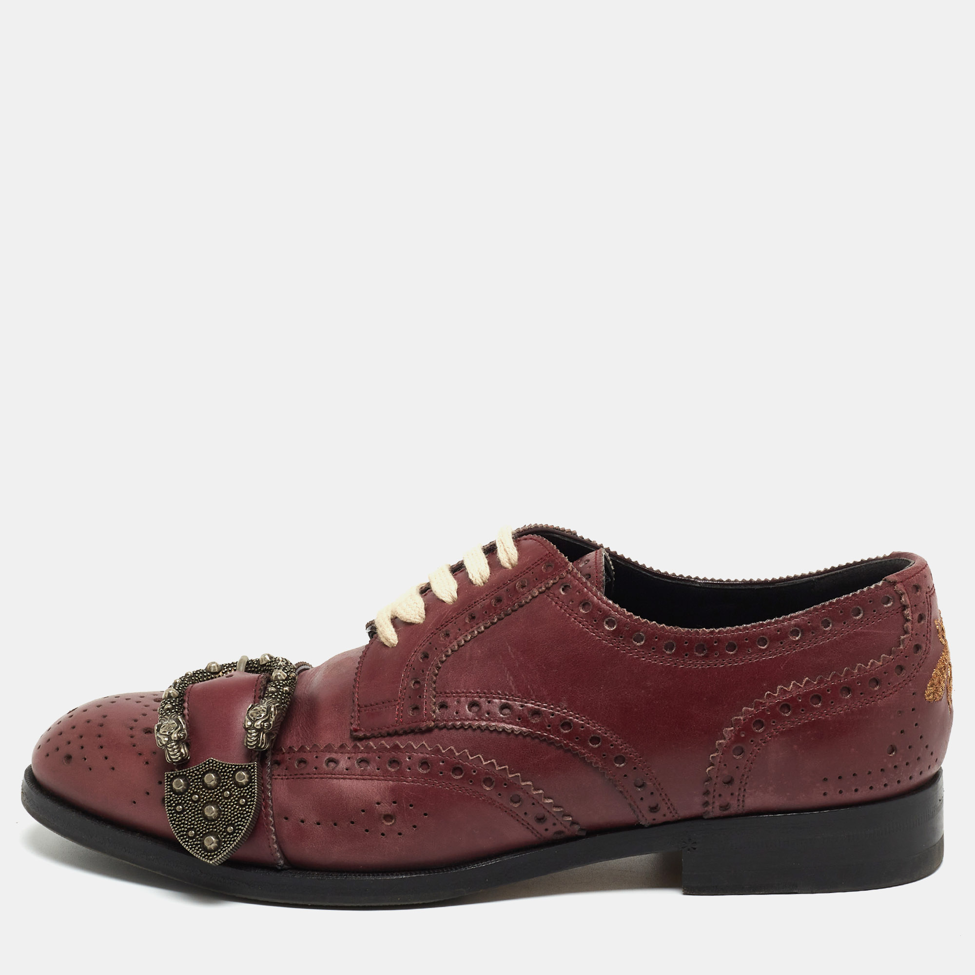 Gucci Purple Leather Queercore Brogue Derby Size 41