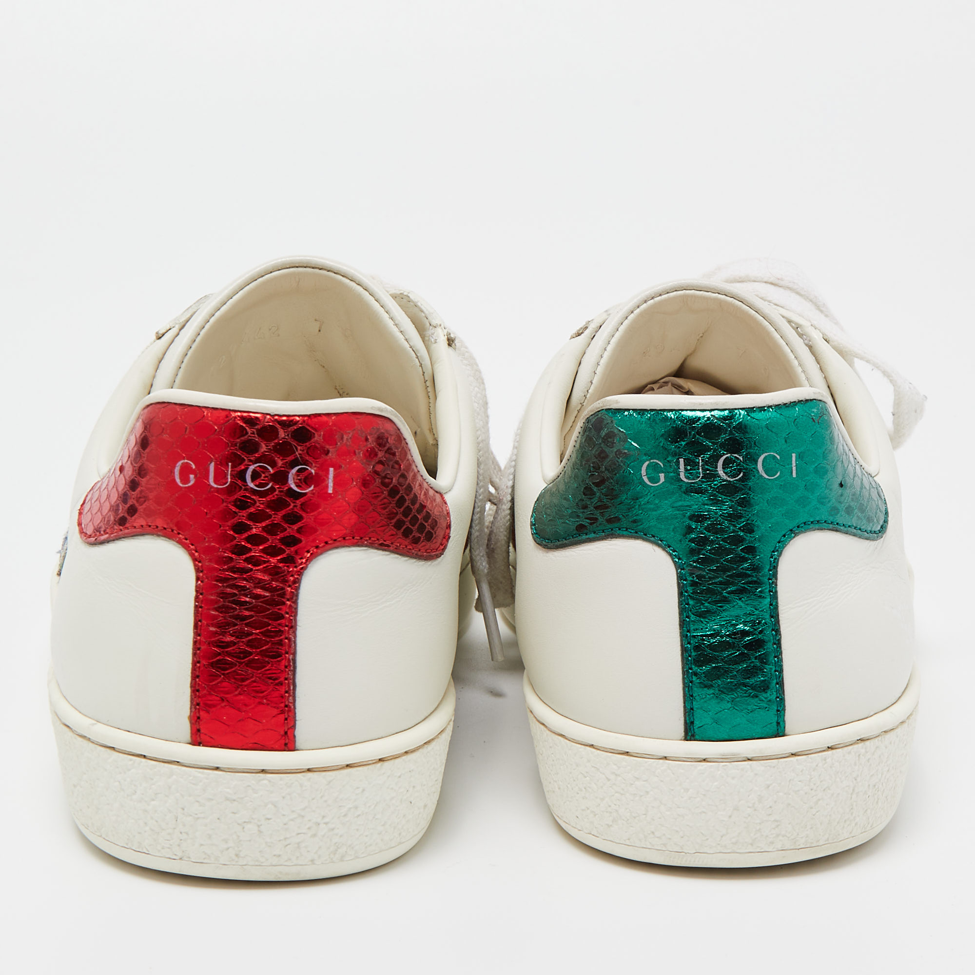 Gucci White Leather Ace Low Top Sneakers Size 41