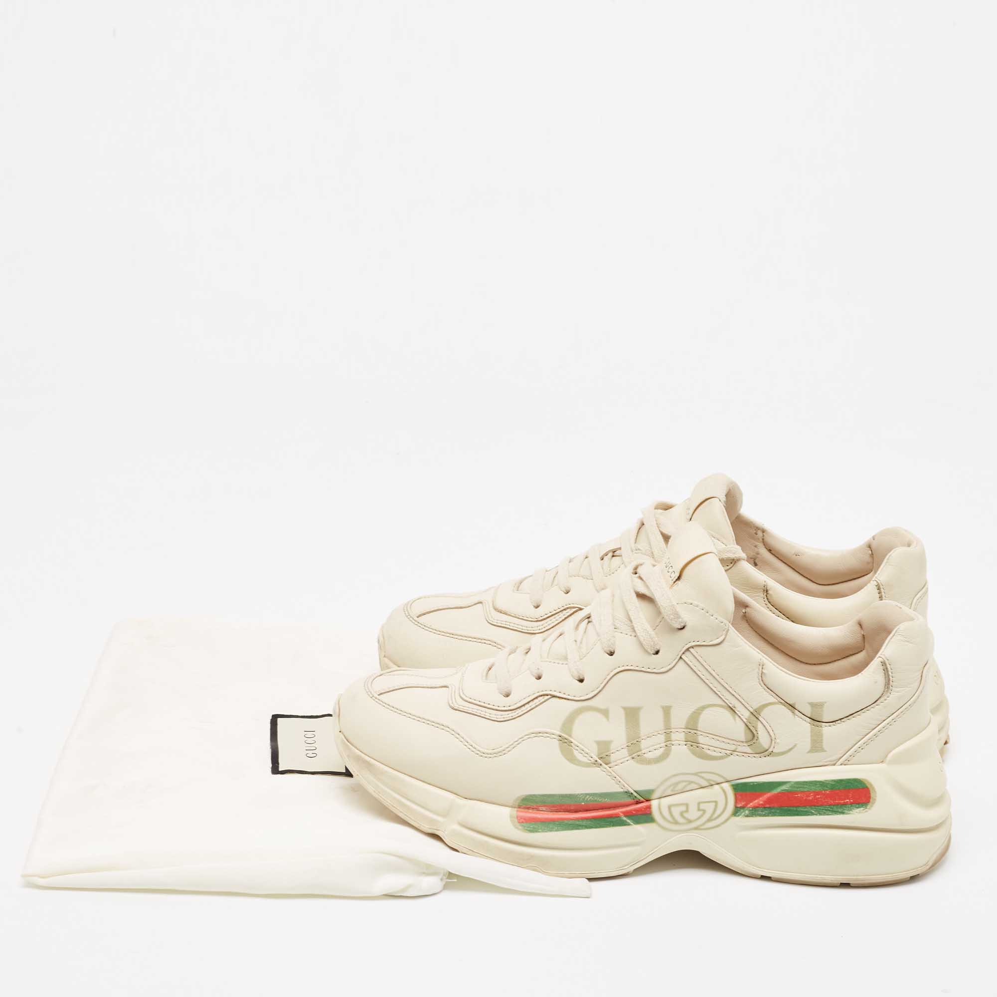Gucci Cream Leather Rhyton Sneakers Size 41