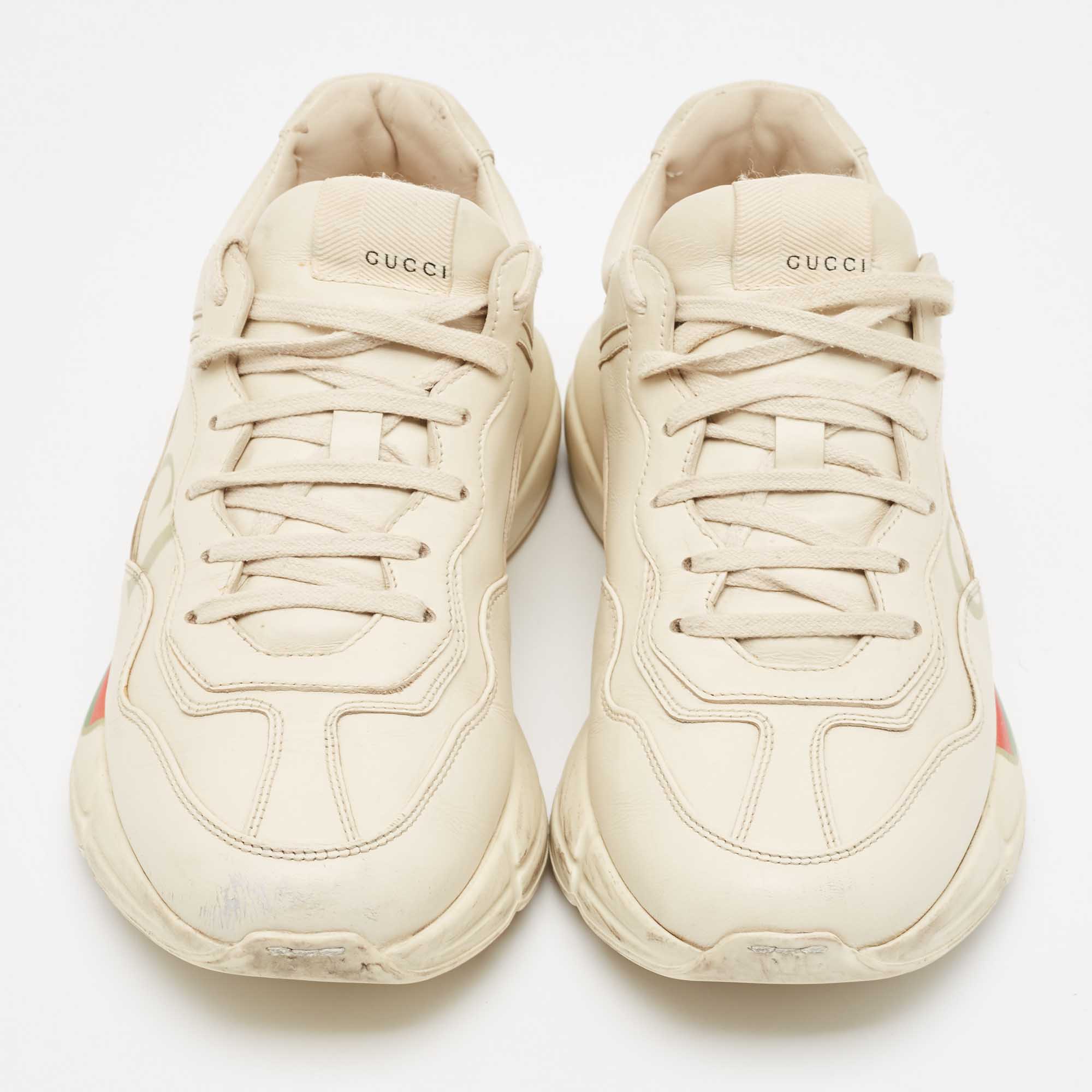 Gucci Cream Leather Rhyton Sneakers Size 41