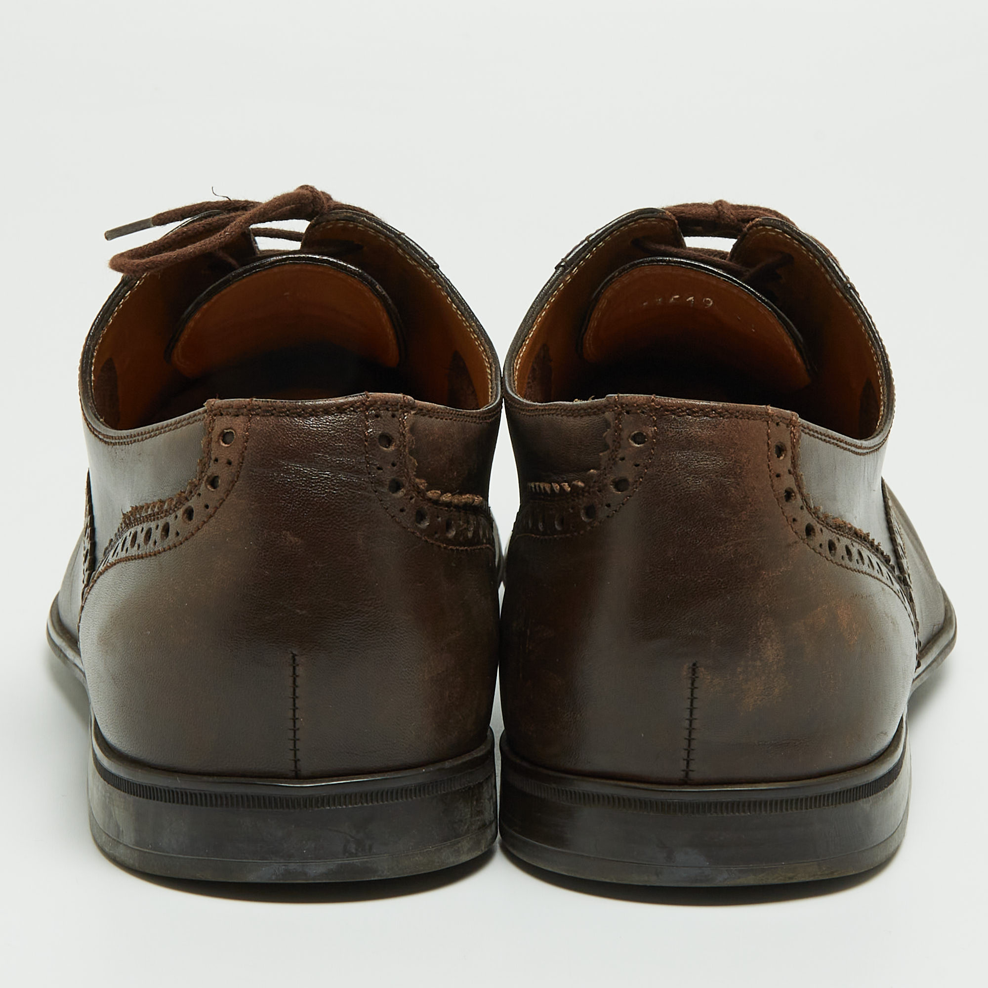 Gucci Brown Leather Brogue Oxfords Size 45.5