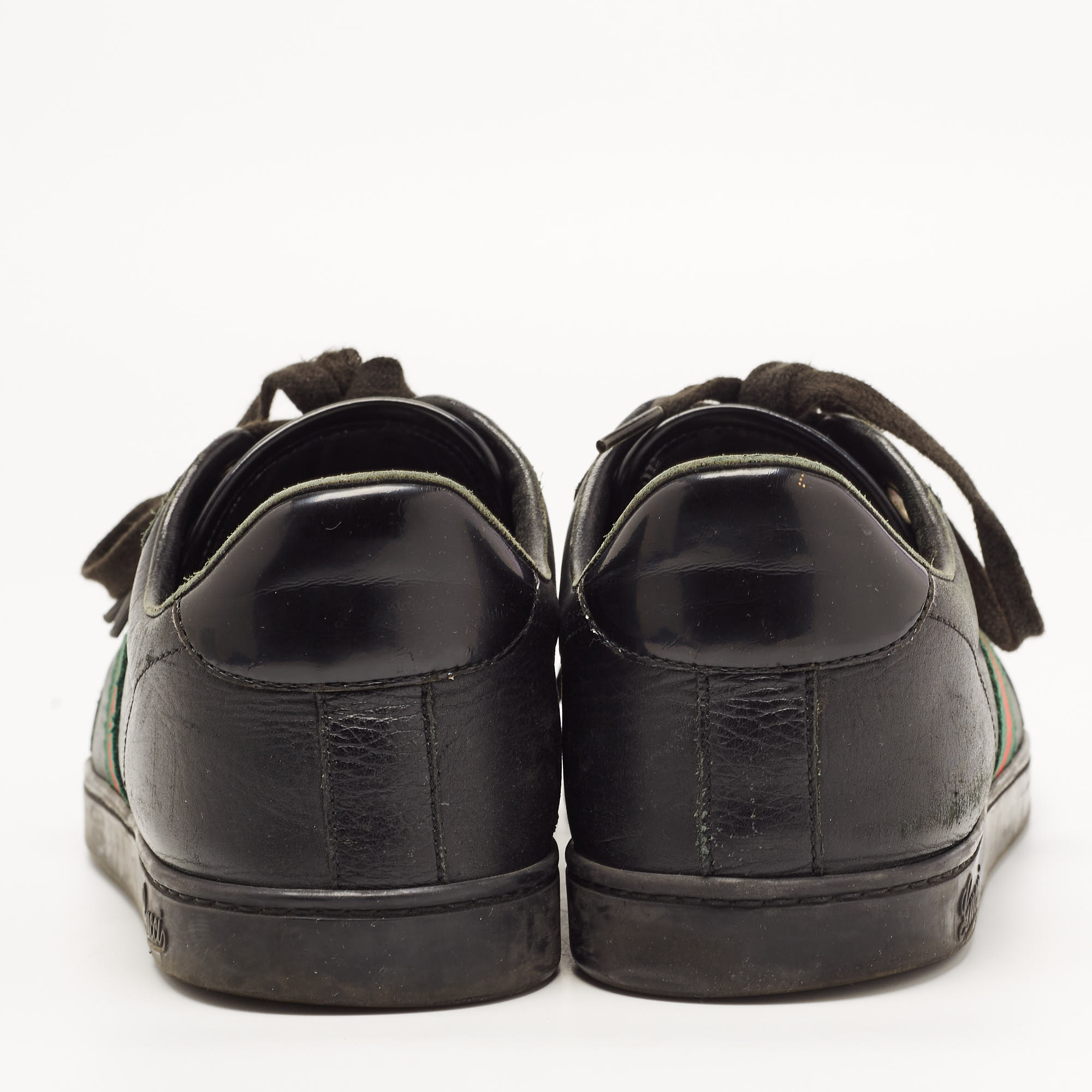 Gucci Black Leather Low Top Sneakers Size 41
