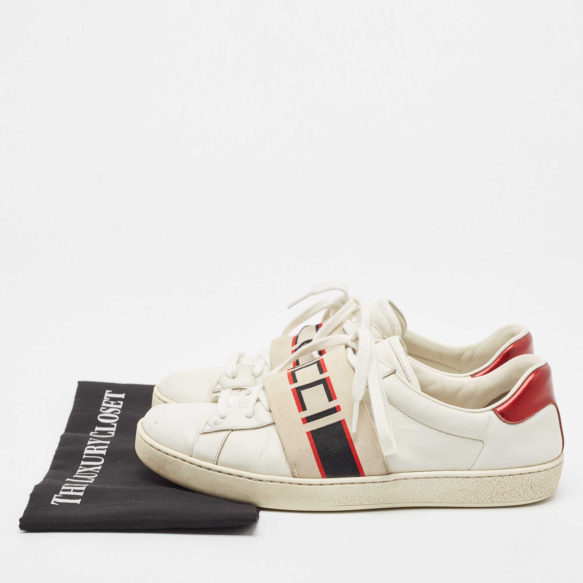 Gucci White Leather New Ace Low Top  Sneakers Size 42