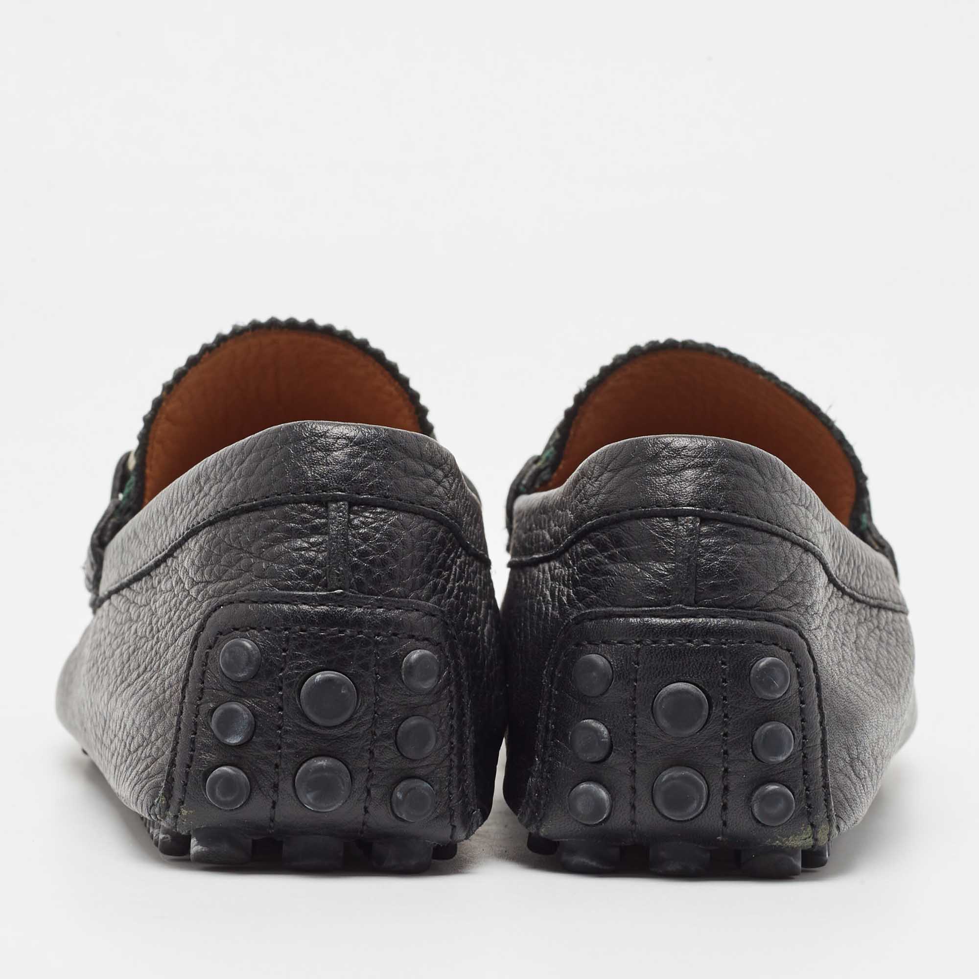 Gucci Black Leather Web Horsebit Loafers Size 41.5