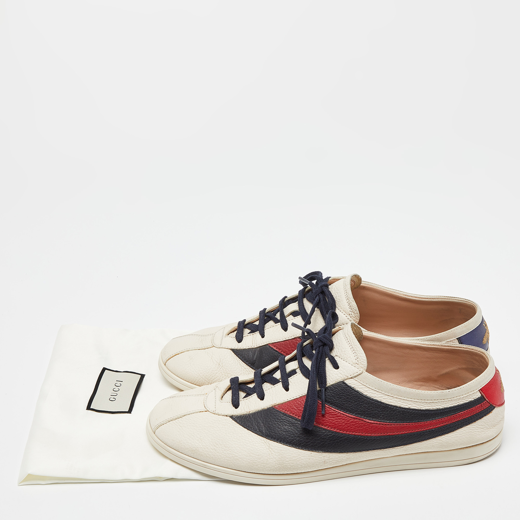 Gucci Tri Color Leather Web Detail Low Top Sneakers Size 44