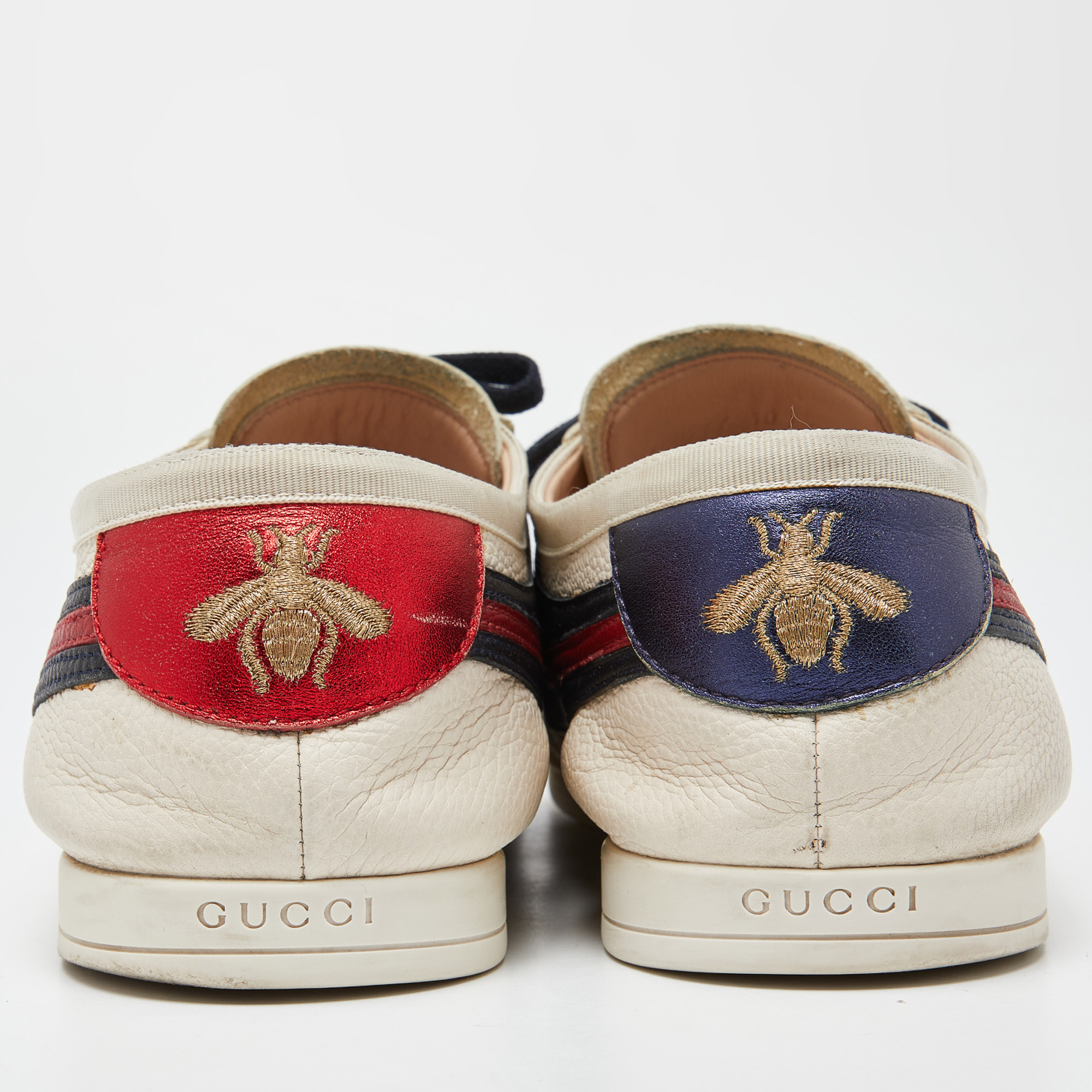 Gucci Tri Color Leather Web Detail Low Top Sneakers Size 44