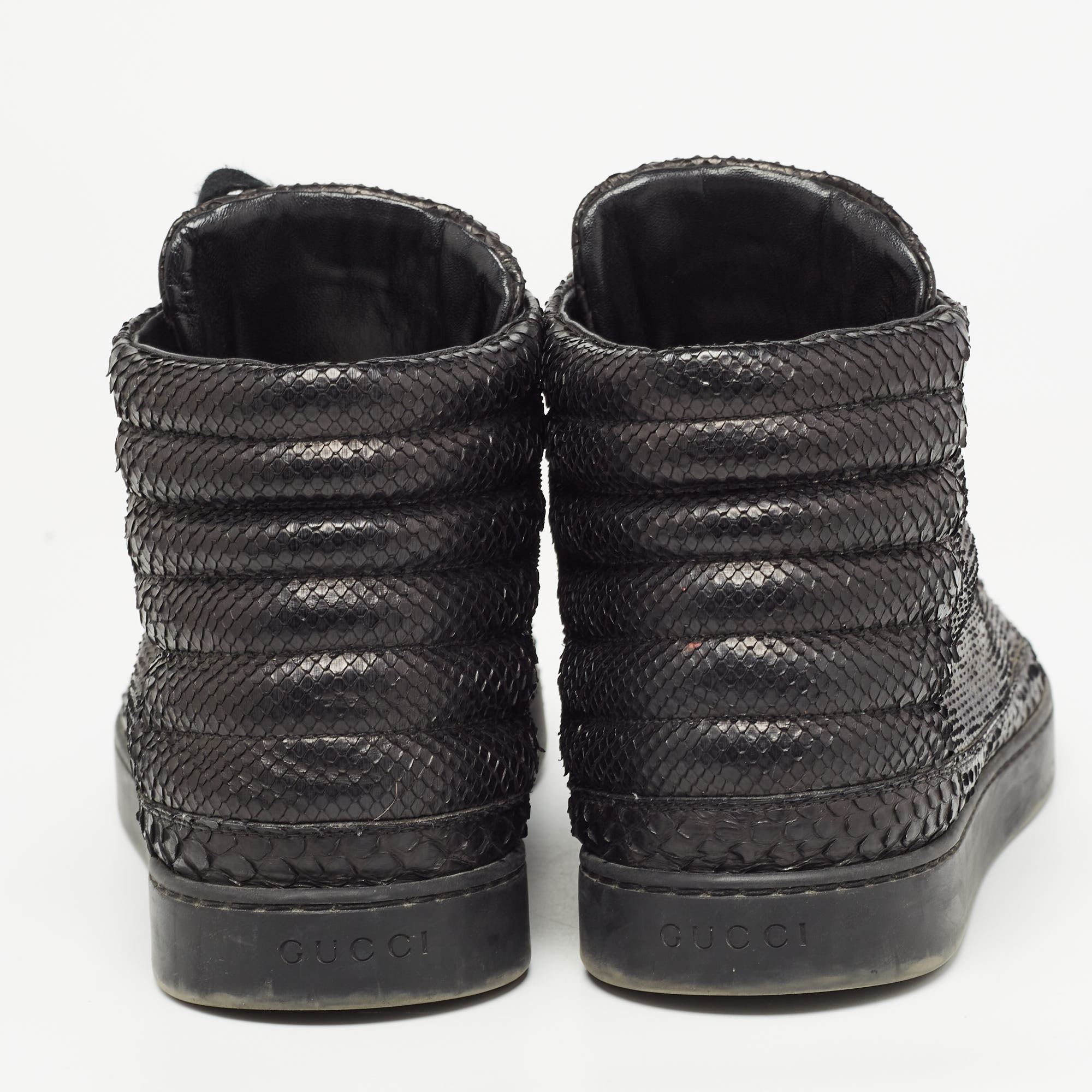 Gucci Black Python High Top Sneakers Size 44.5