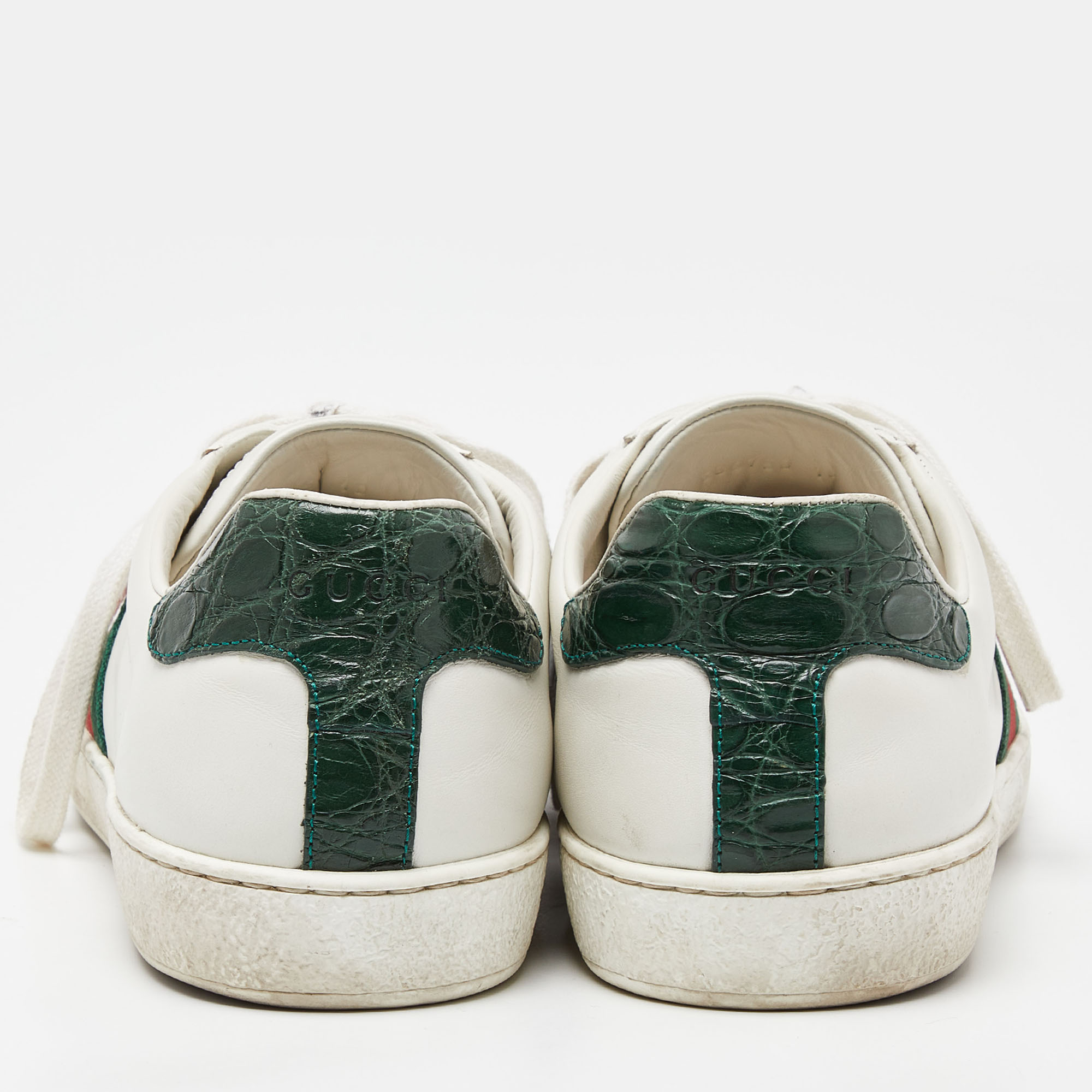 Gucci White Leather Ace Low Top Sneakers Size 44