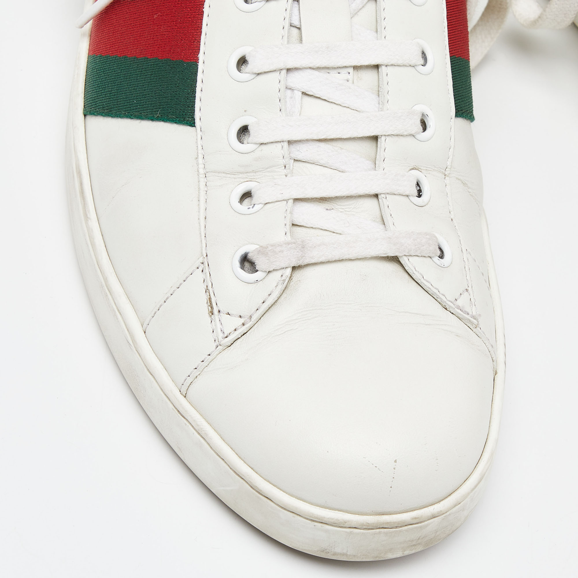Gucci White Leather Ace Low Top Sneakers Size 44