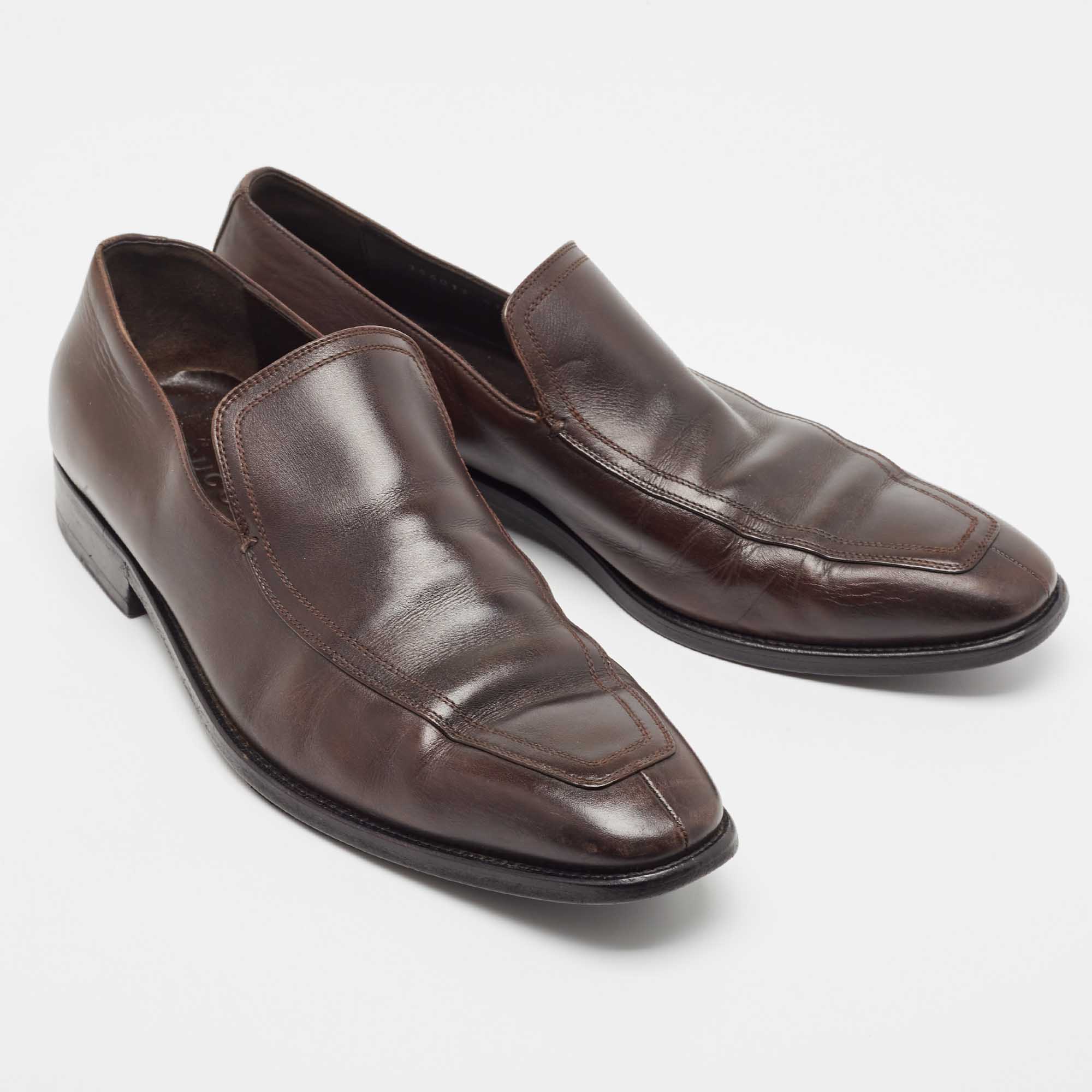 Gucci Brown Leather Horsebit Loafers Size 41
