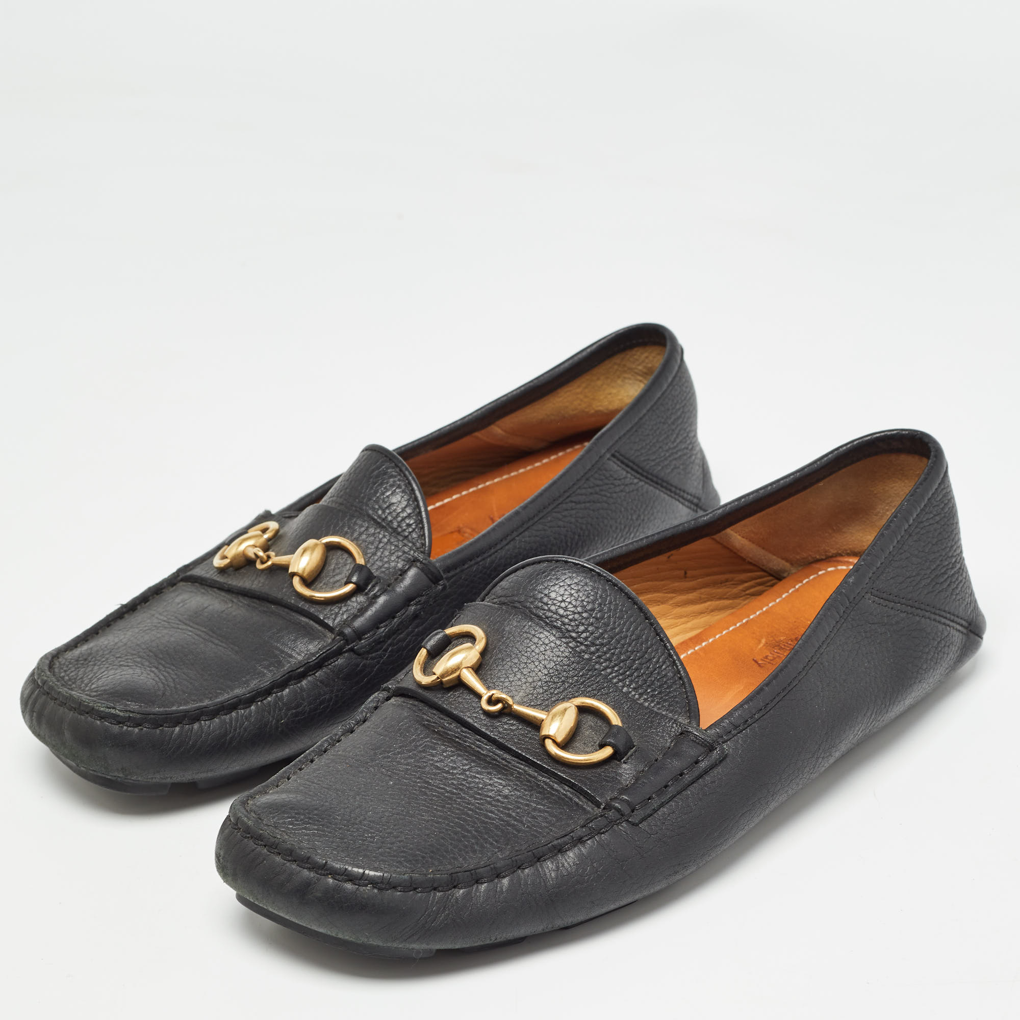 Gucci Black Leather Horsebit Foldable Loafers Size 40.5