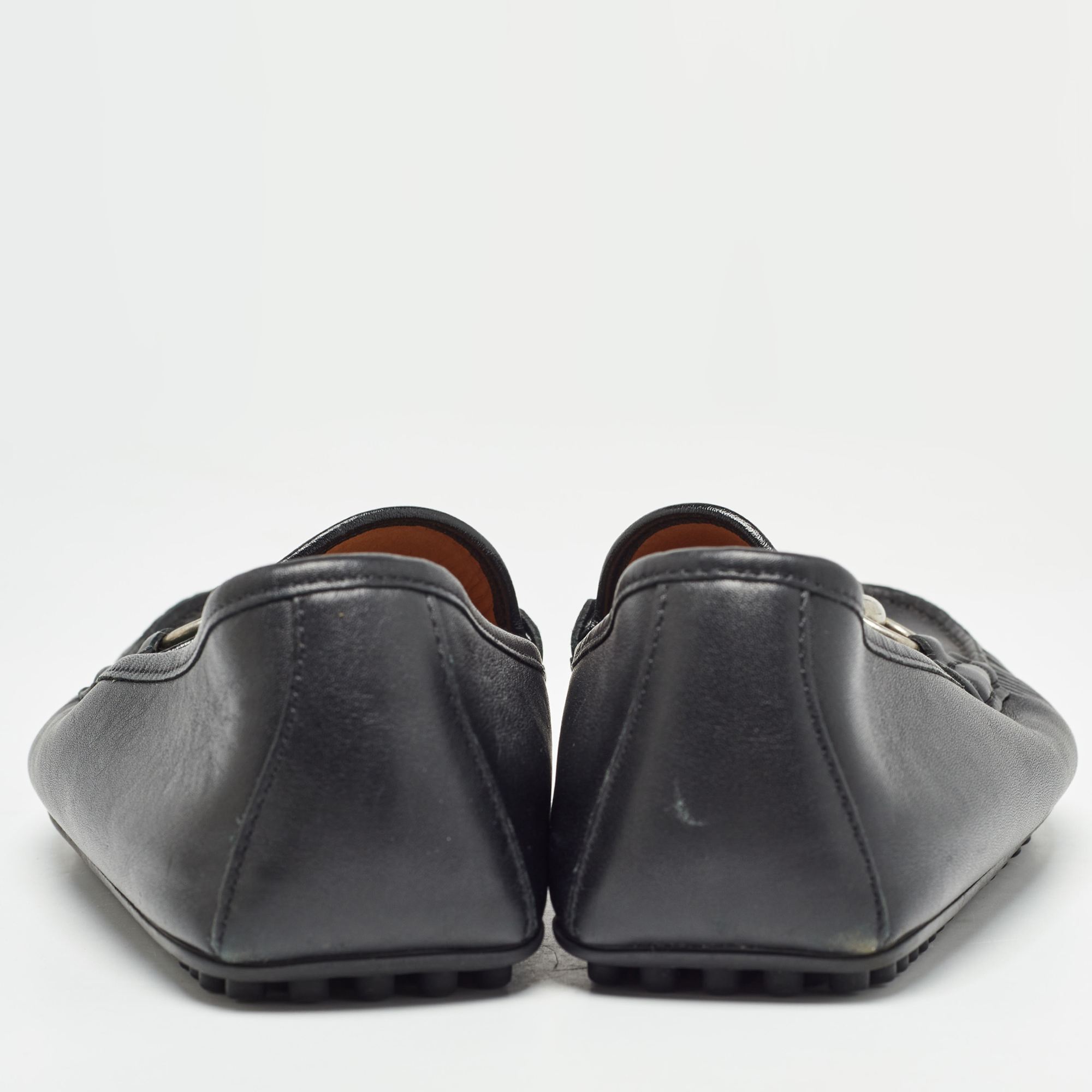 Gucci Black Leather Web Horsebit Slip On Loafers Size 40