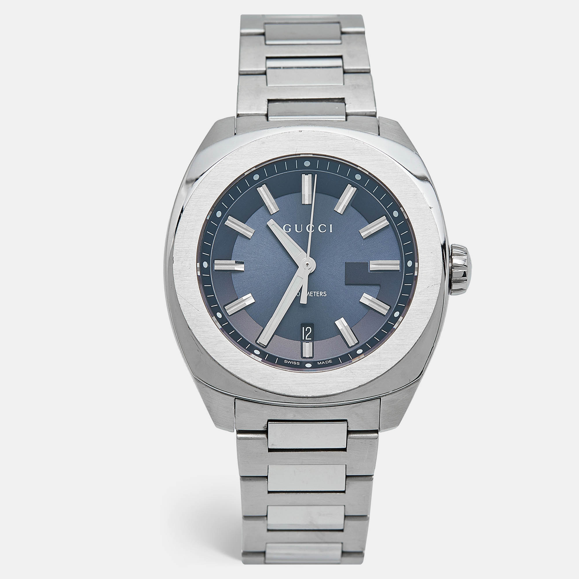 Gucci blue stainless steel gg2570 xl ya142205 men's wristwatch 44 mm