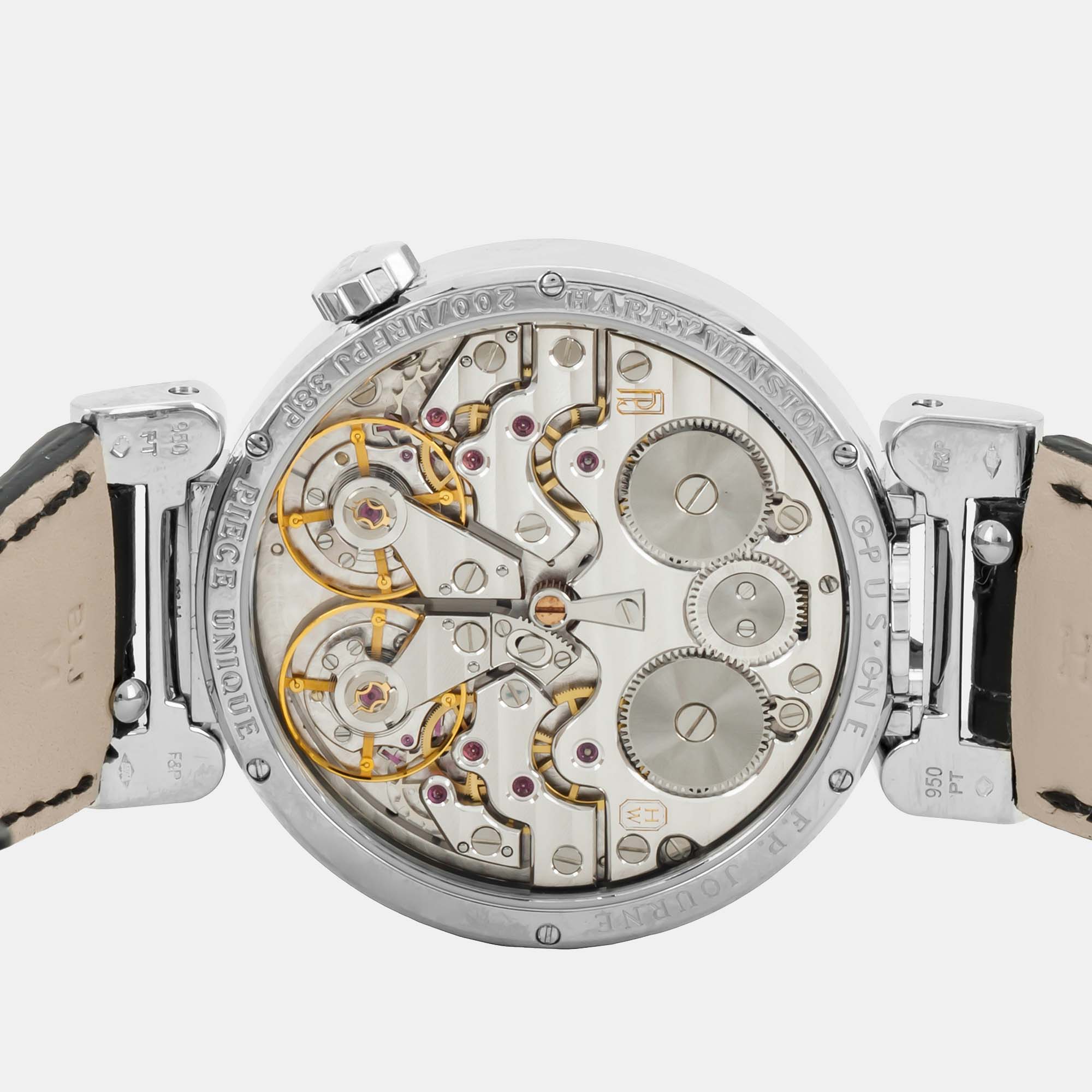 Harry Winston Grey Diamond Platinum By F.P. Journe Opus One Manual Winding Men's Wristwatch 38 Mm