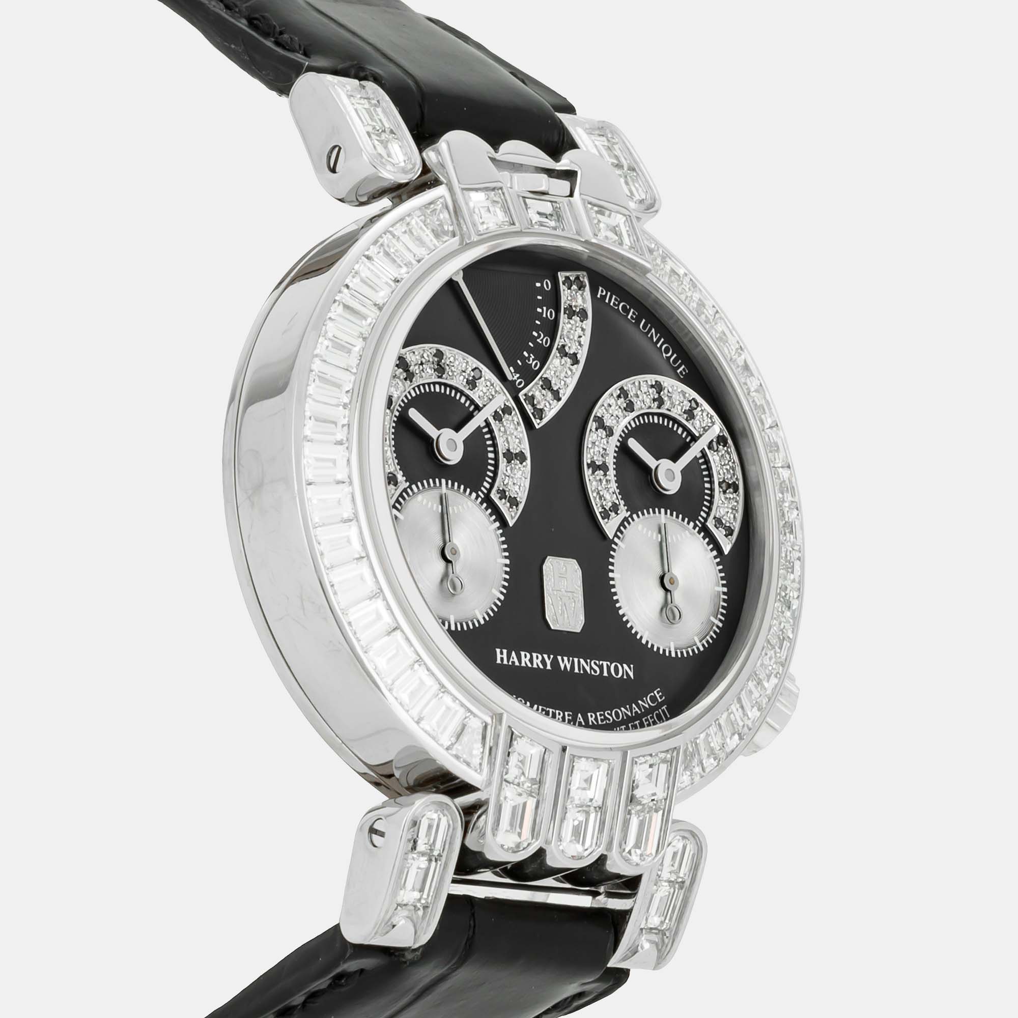 Harry Winston Grey Diamond Platinum By F.P. Journe Opus One Manual Winding Men's Wristwatch 38 Mm