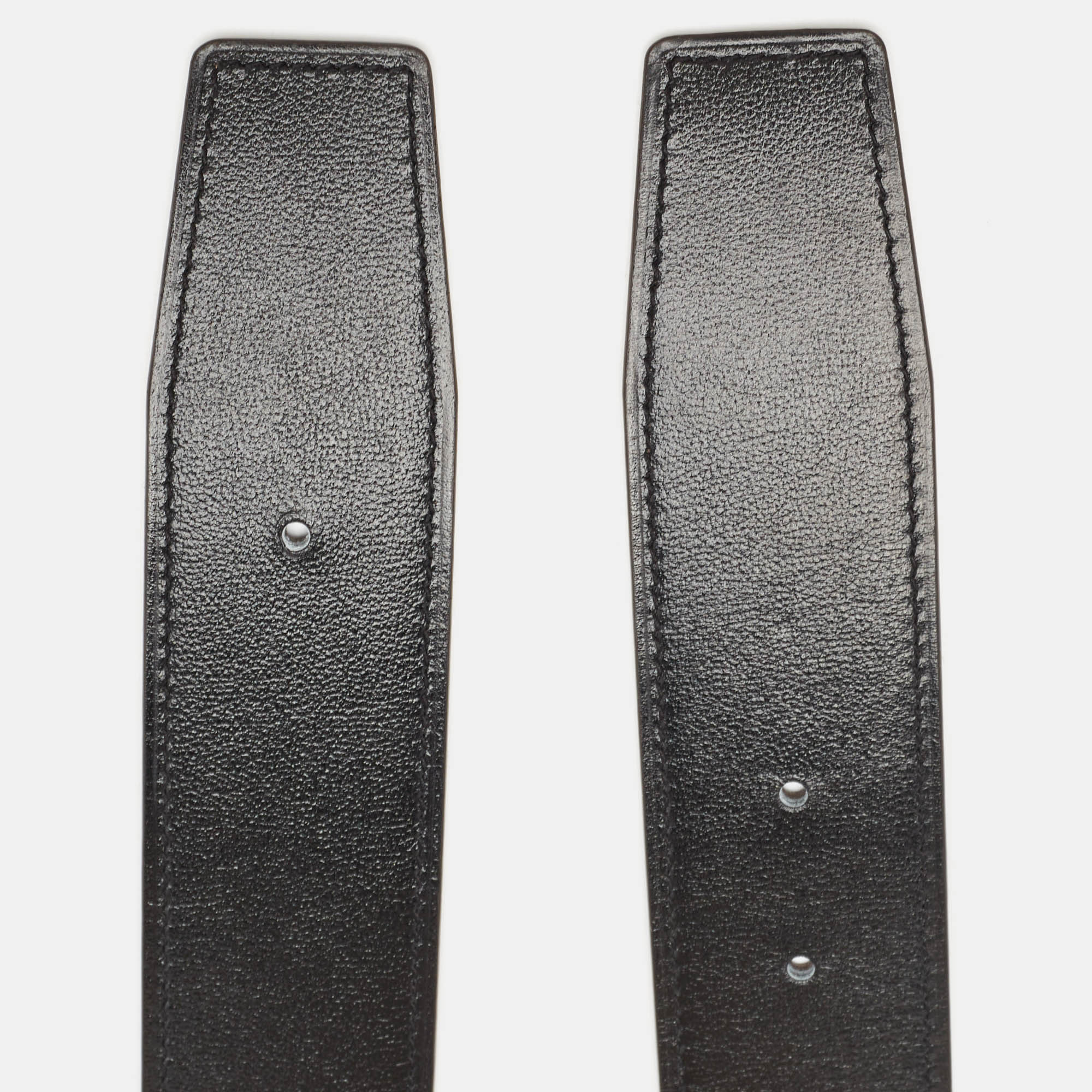 Hermes Noir/Etain Chamonix And Togo Leather Reversible Belt Strap 110 CM