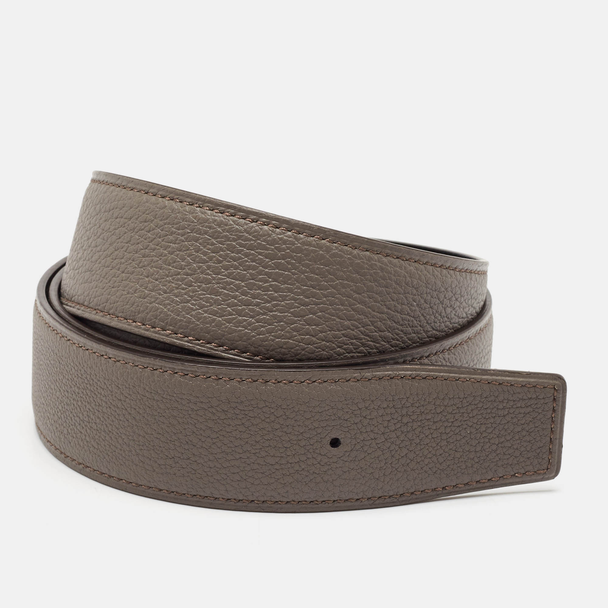 Hermes Noir/Etain Chamonix And Togo Leather Reversible Belt Strap 110 CM