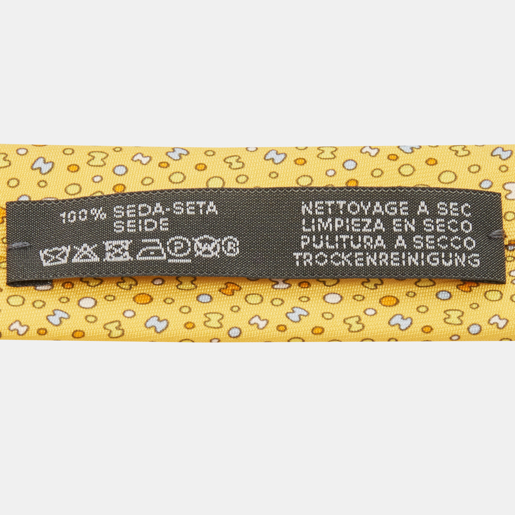 Hermès Yellow Bubble H Printed Silk Slim Tie