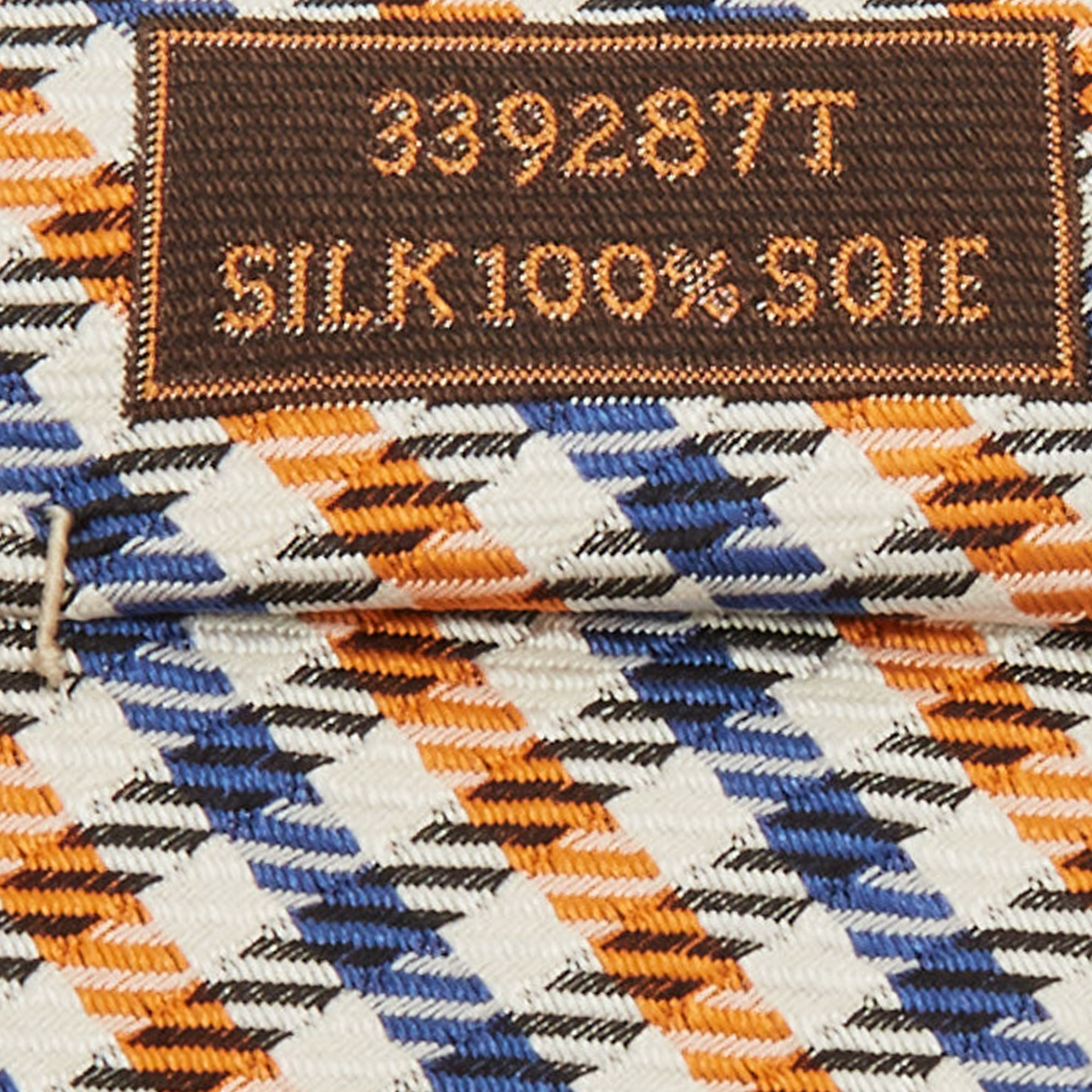 Hermès Multicolor English Boy Silk Jacquard Slim Tie
