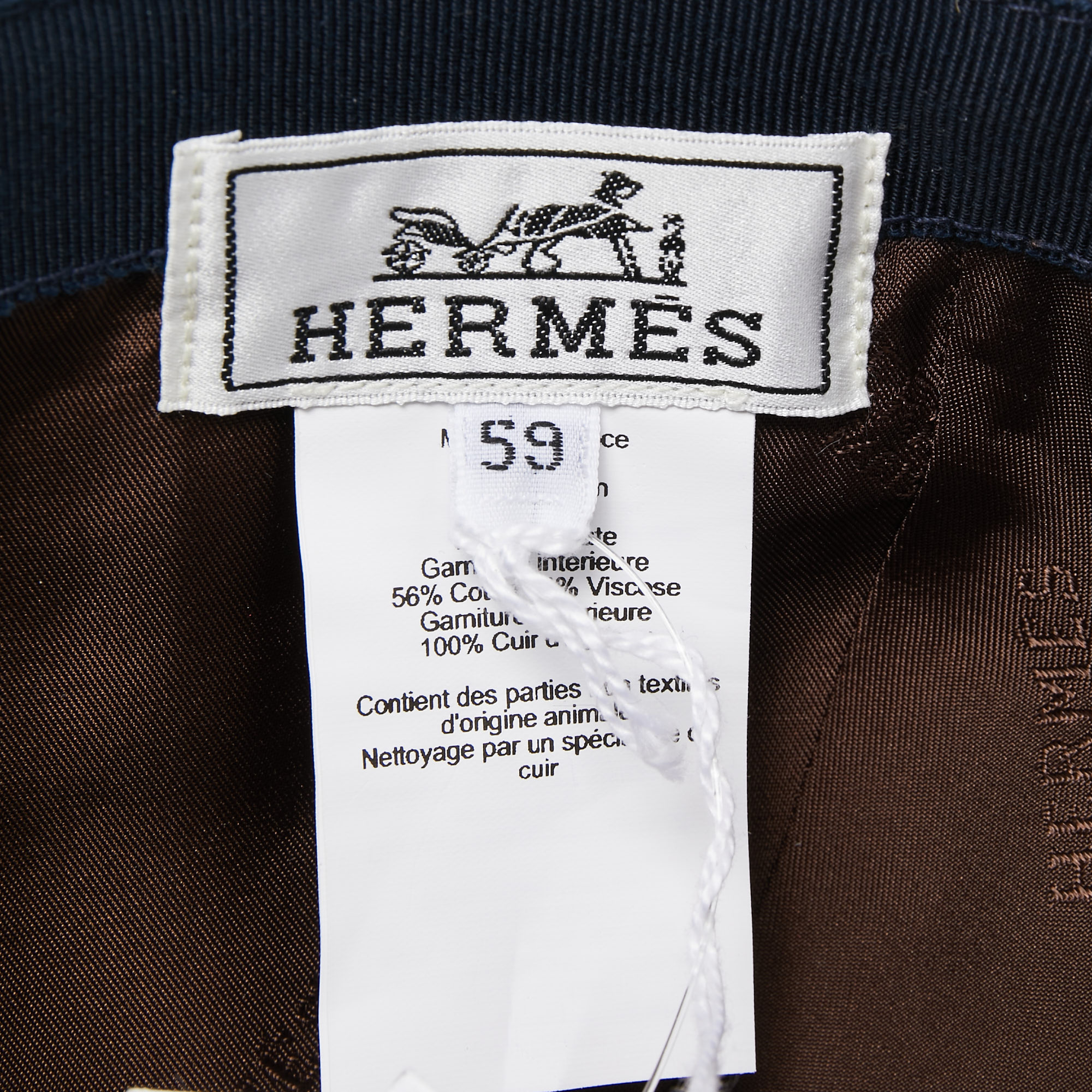 Hermes Navy Blue Cotton Miles H Circle Cap Size 59