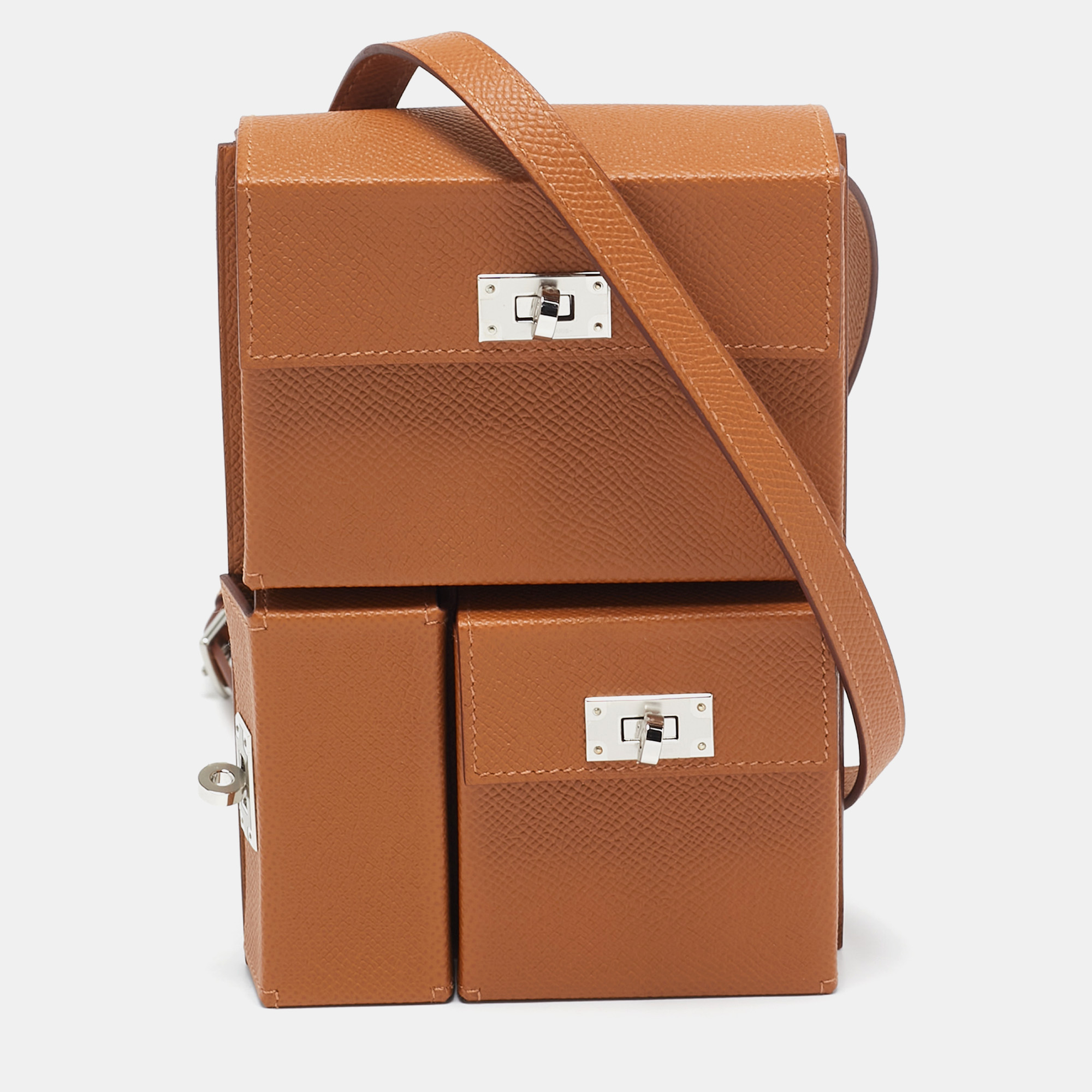 Herm&egrave;s Gold Epsom Leather Multi Pocket Pochette To Go Bag