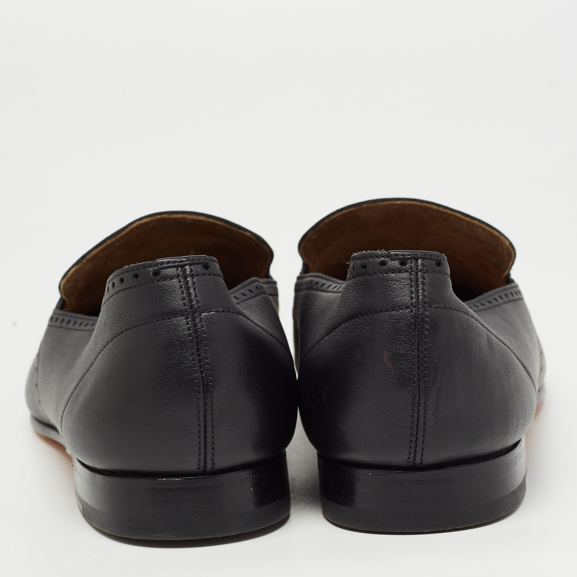 Hermès Black Leather Kentucky Loafers Size 44