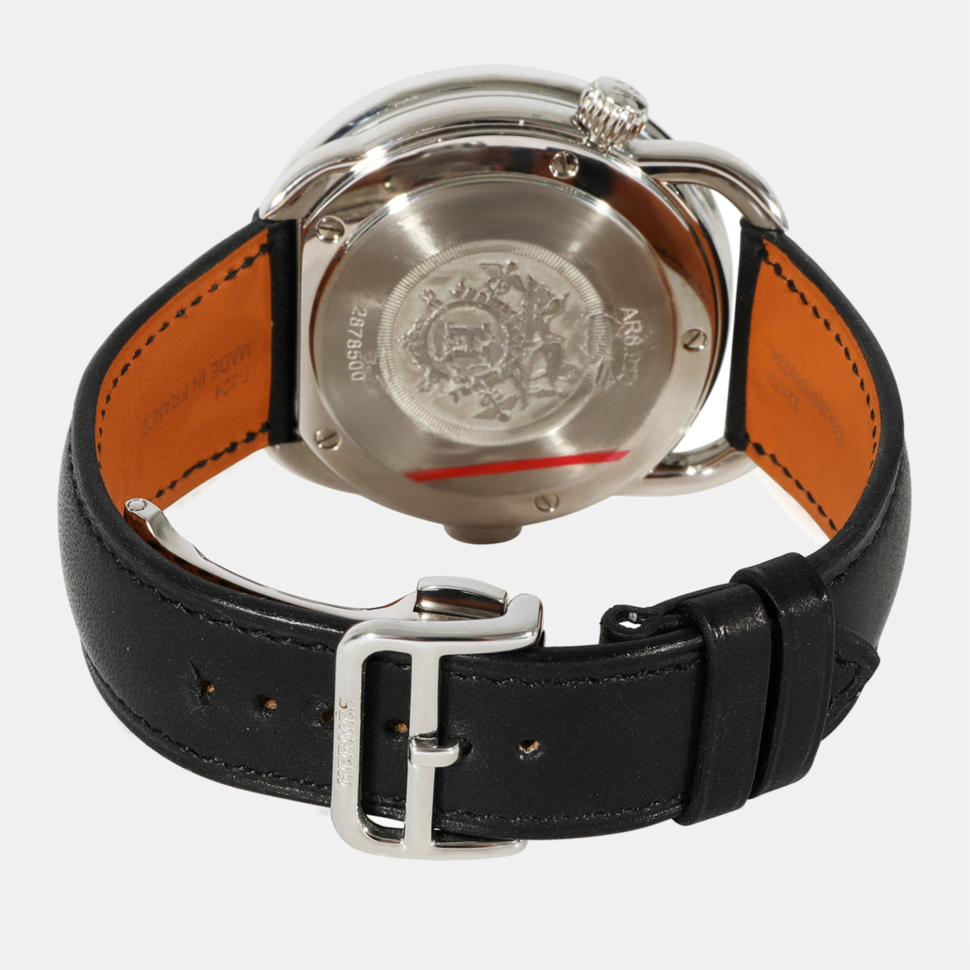 Hermes Black Stainless Steel Arceau AR8.910.330.MNO Automatic Men's Wristwatch 42mm