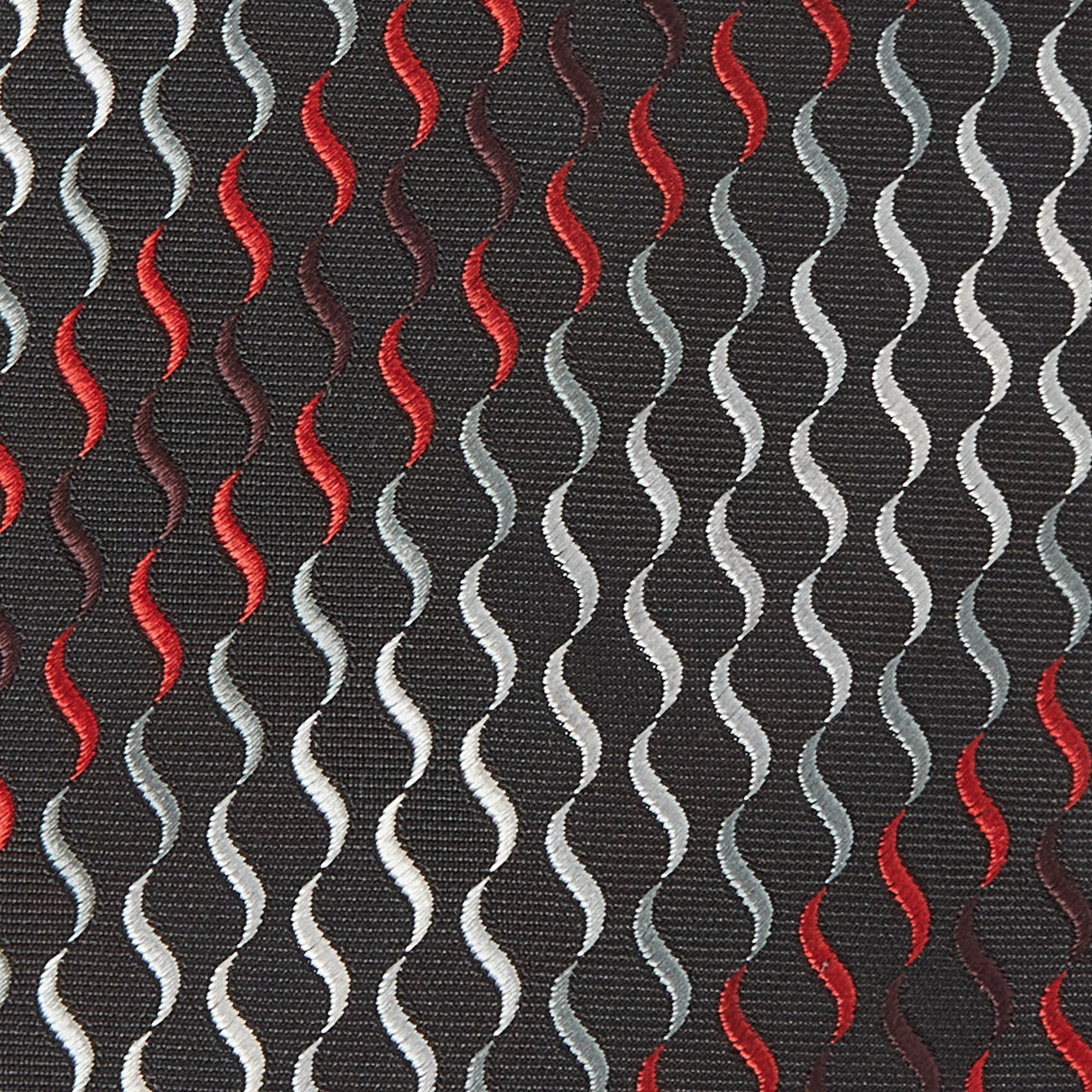 Hermès Black Wave Pattern Silk Classic Tie