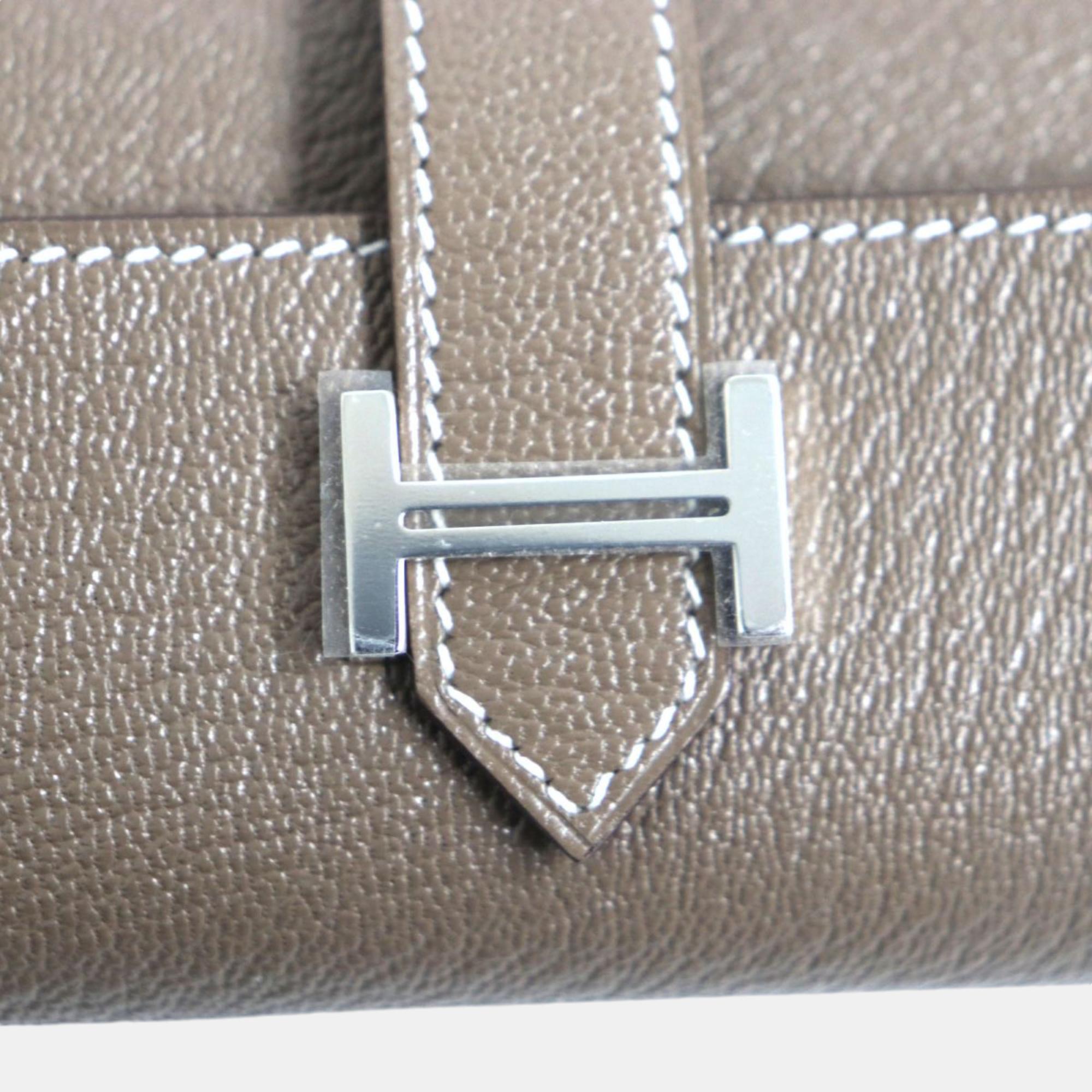 Hermes Chevre Leather Bearn Key Holder Grey Leather