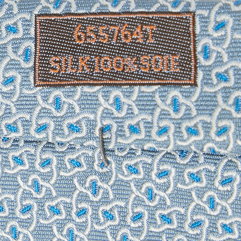 Hermes Blue Patterned Silk Classic Tie