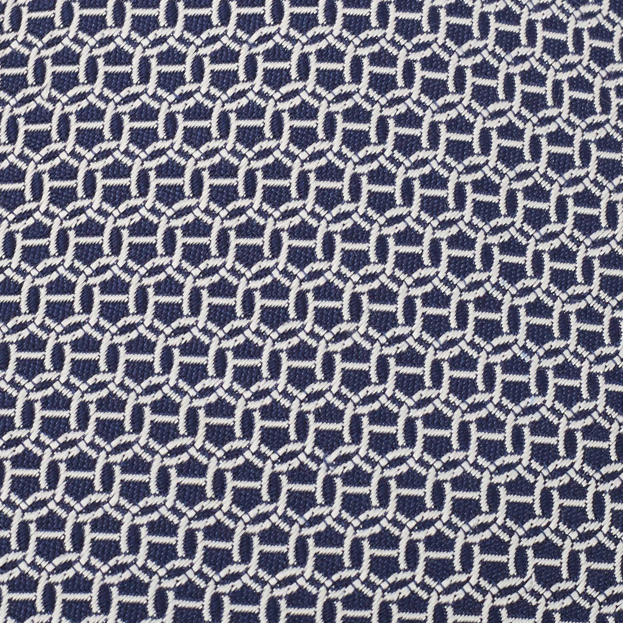 Hermes Blue Patterned Lourde Silk Tie