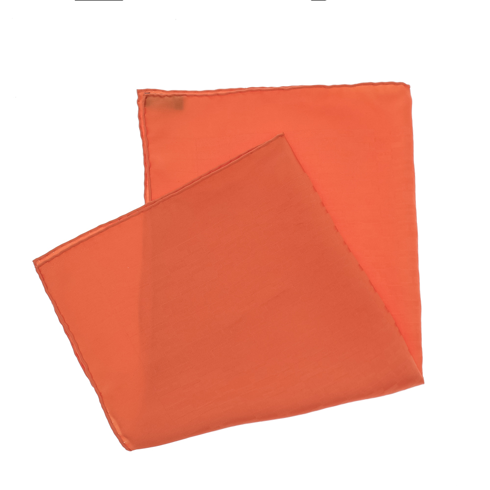 Hermès Orange Faconnee Grand H Silk Pocket Square