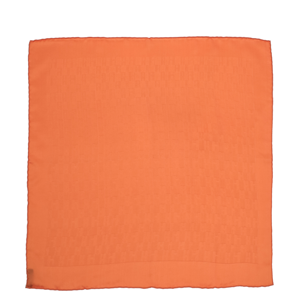 Hermes herm&egrave;s orange faconnee grand h silk pocket square