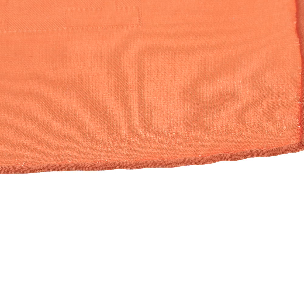 Hermès Orange Faconnee Grand H Silk Pocket Square