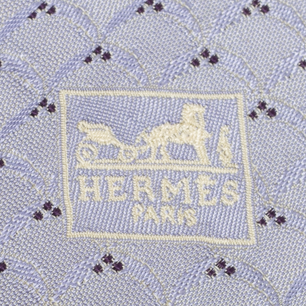 Hermes Purple Patterned Jacquard Silk Tie