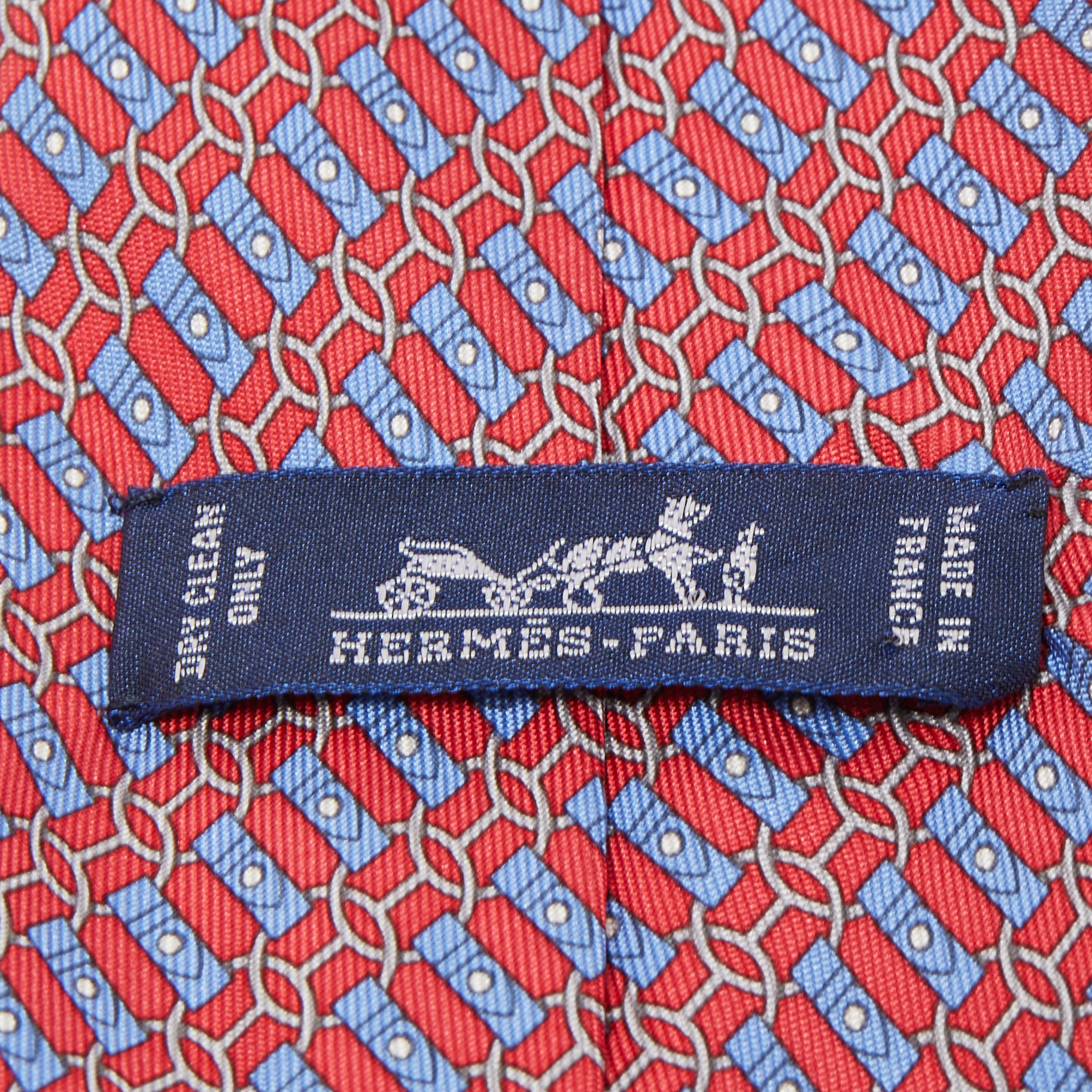 Hermes Red Printed Silk Tie