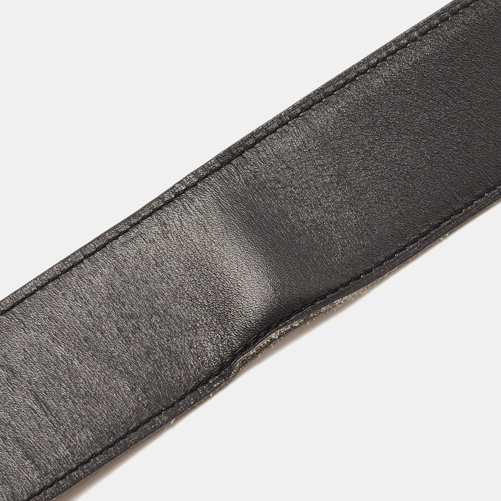 Hermes Black/Rouge Grenat Leather Medor Reversible Belt 95CM