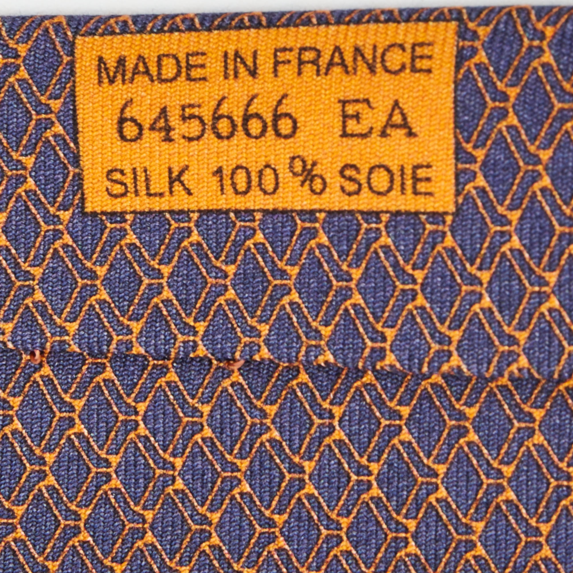 Hermes Blue/Orange Keyboard Print Silk Tie