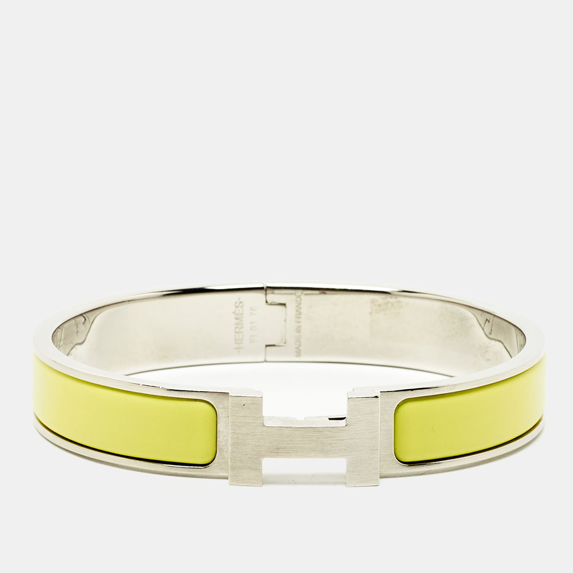 Hermès Clic H Yellow Enamel Palladium Plated Bracelet