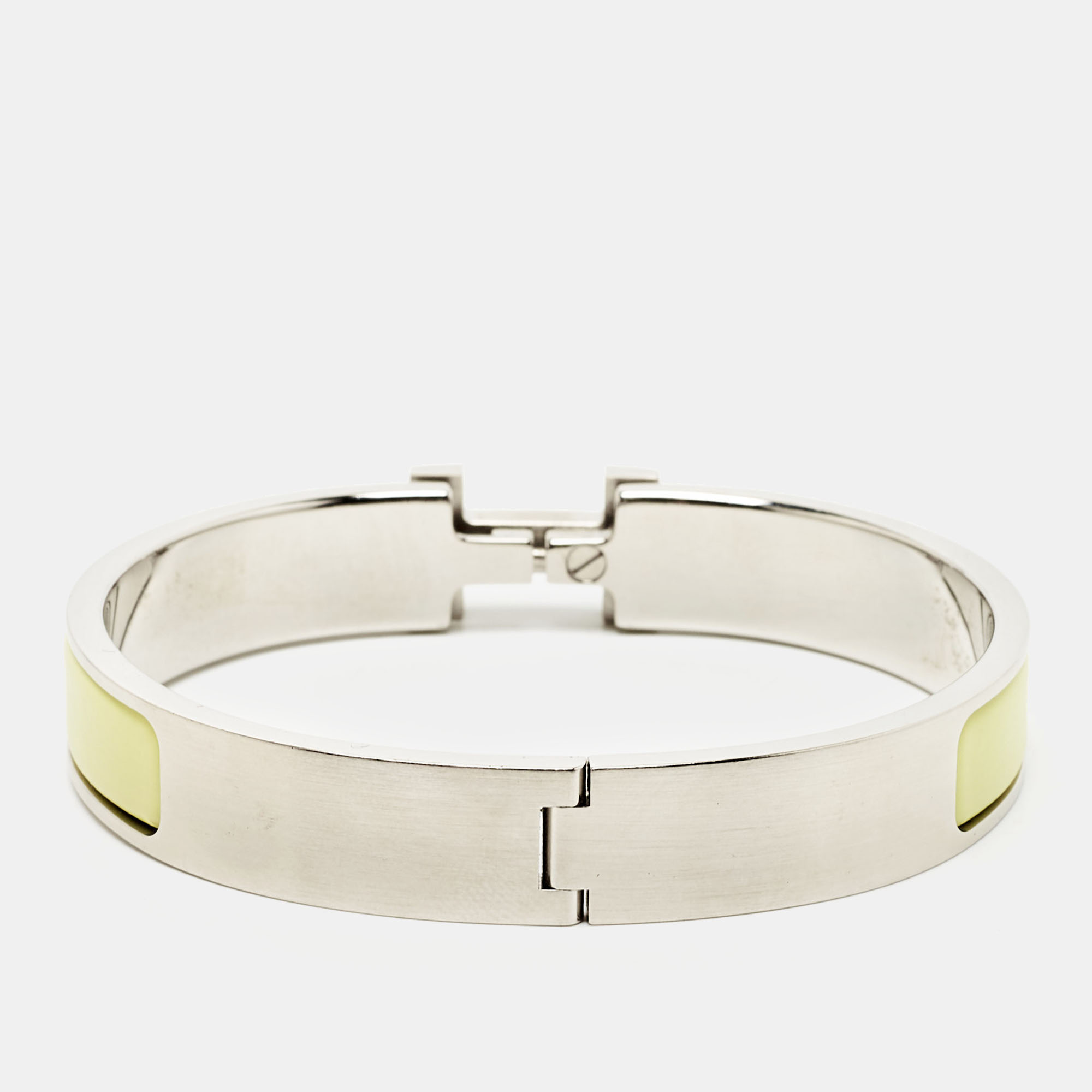 Hermès Clic H Yellow Enamel Palladium Plated Bracelet