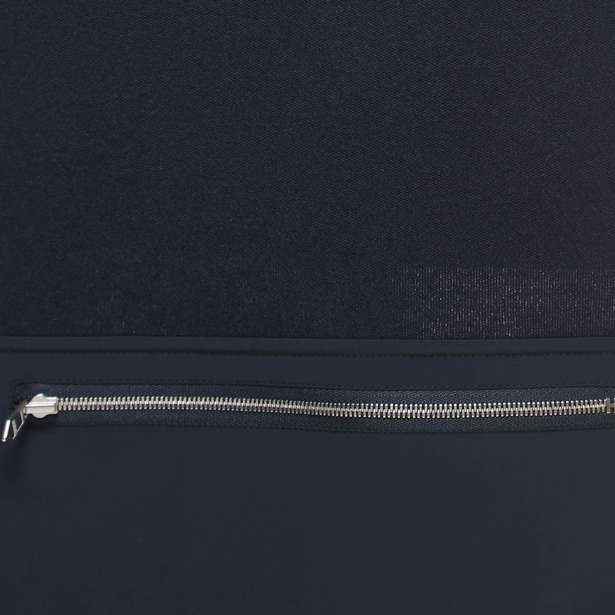 Hermes Navy Blue Cashmere Blend Nylon Pocket Detailed Just In Case Muffler