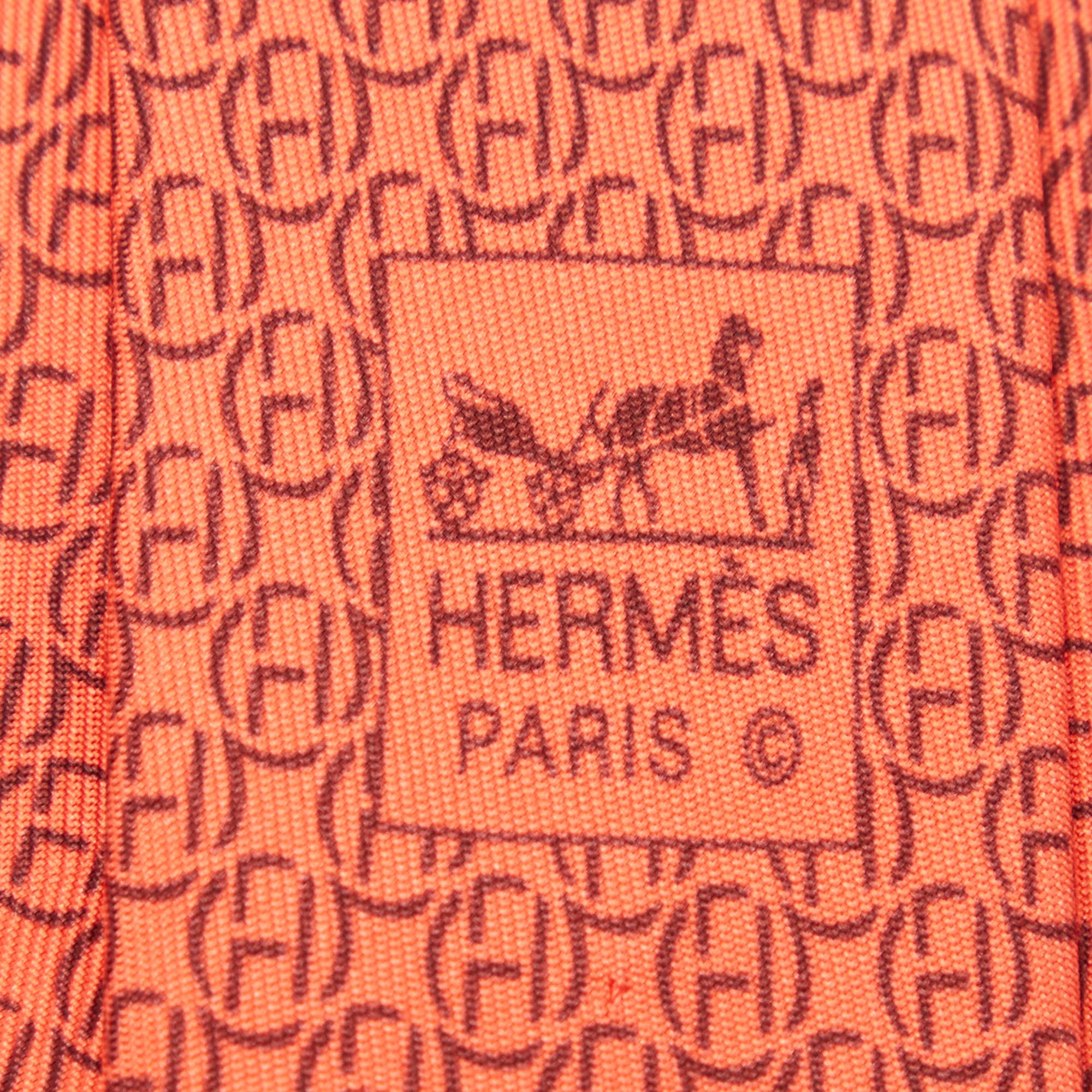 Hermes Red H Print Silk Tie