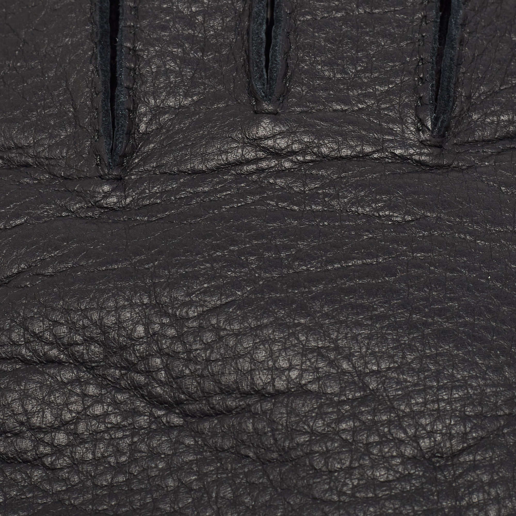 Hermes Black Deerskin And Cashmere Gloves Size 8.5