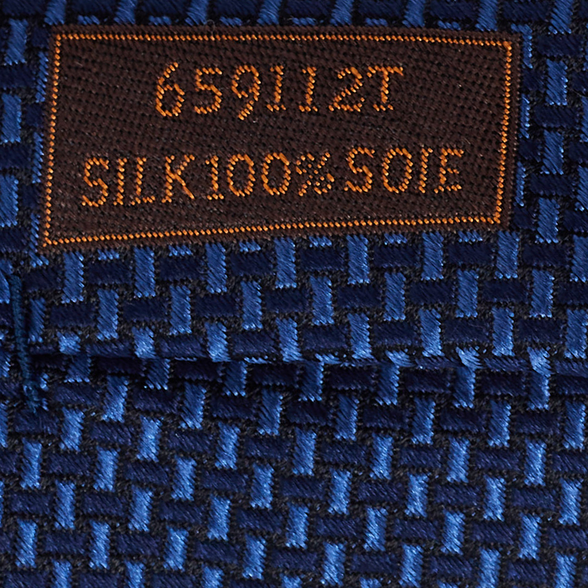 Hermès  Dark Blue Patterned Silk Tie