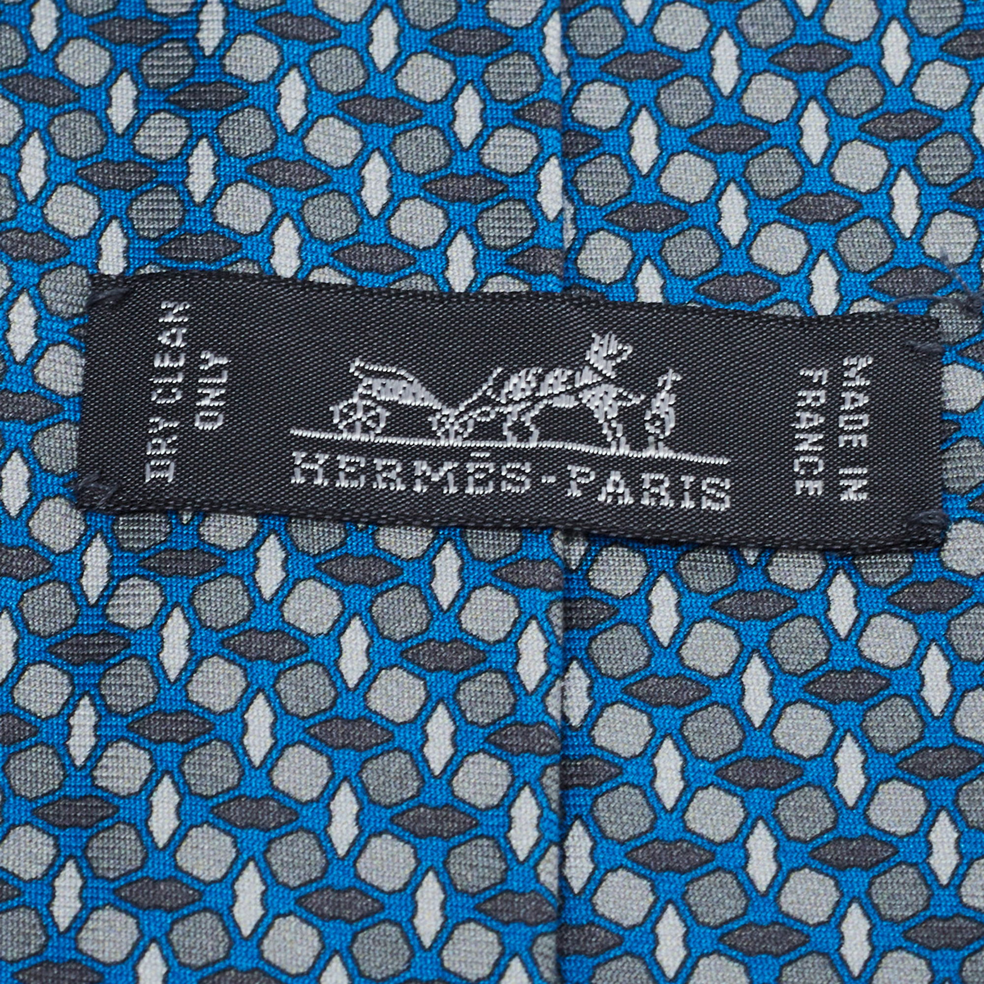 Hermès Blue Patterned Silk Tie